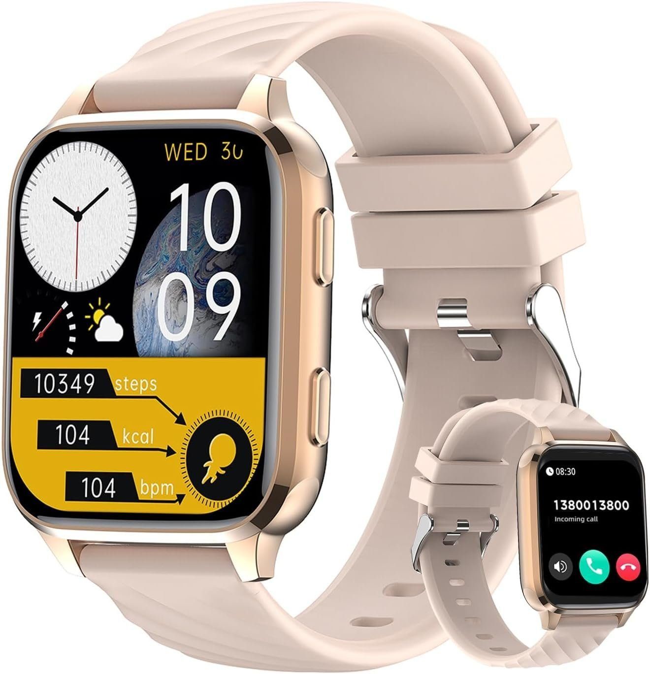 Mutoy Smartwatch, Fitness Tracker watch, Damen Herren Smartwatch (Fitnessuhr mit Telefonfunktion 1,85