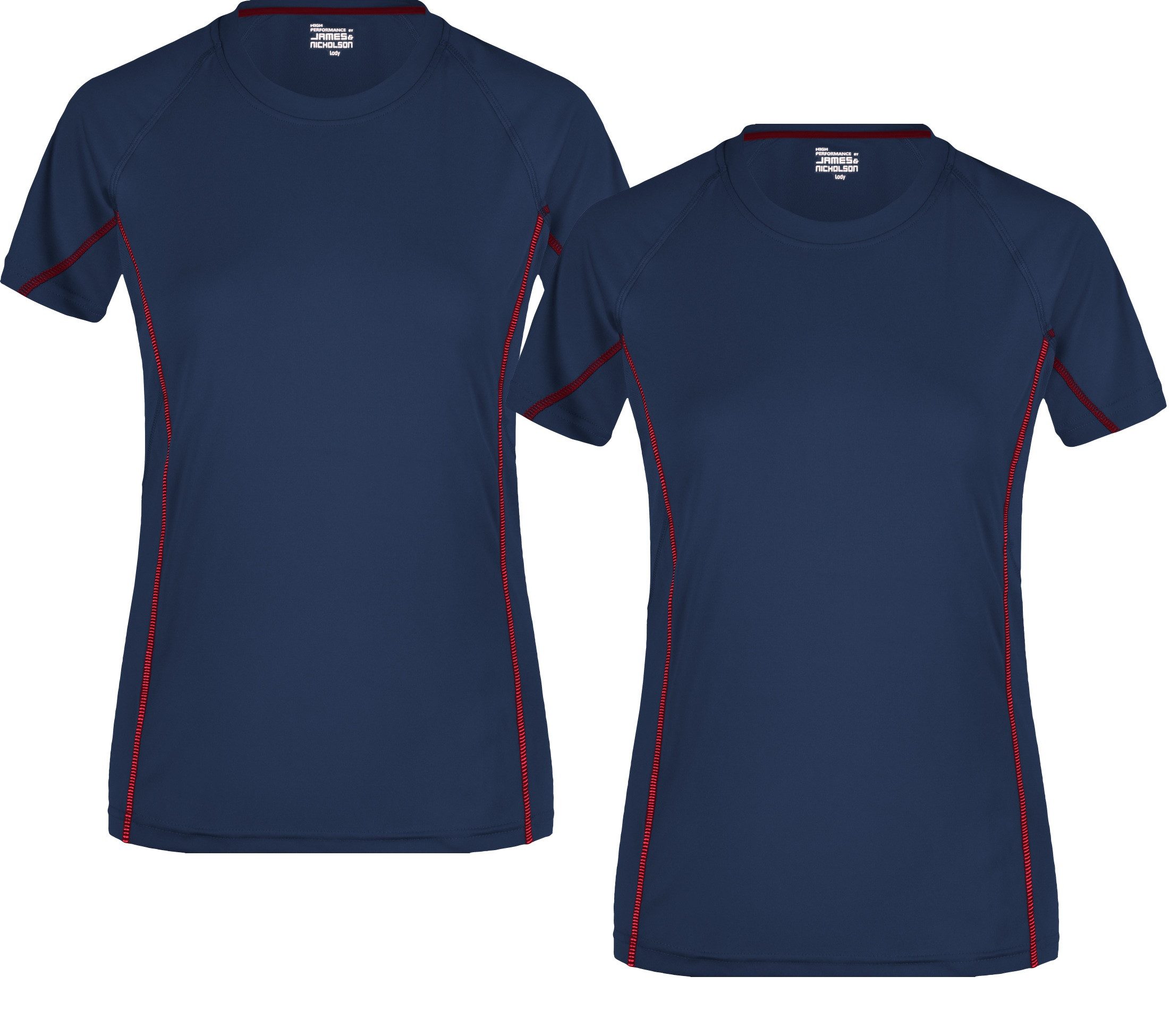 James & Nicholson Laufshirt Doppelpack Damen Sportshirt mit reflektierenden Details JN422 (Doppelpack, 2 Stück) Feuchtigkeitsregulierend, atmungsaktiv und schnell trocknend