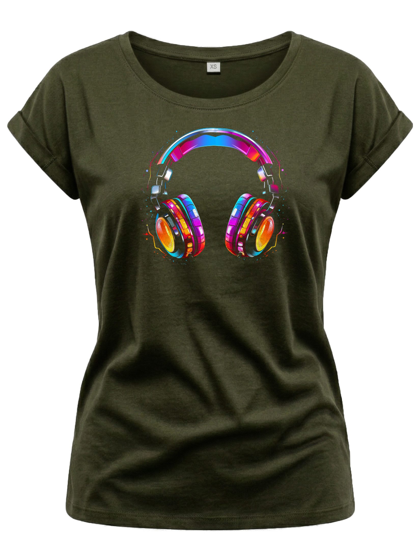 Print-Shirt Damen Top für Musik Fans Kopfhörer Design Hip Hop Outfit Mädchen
