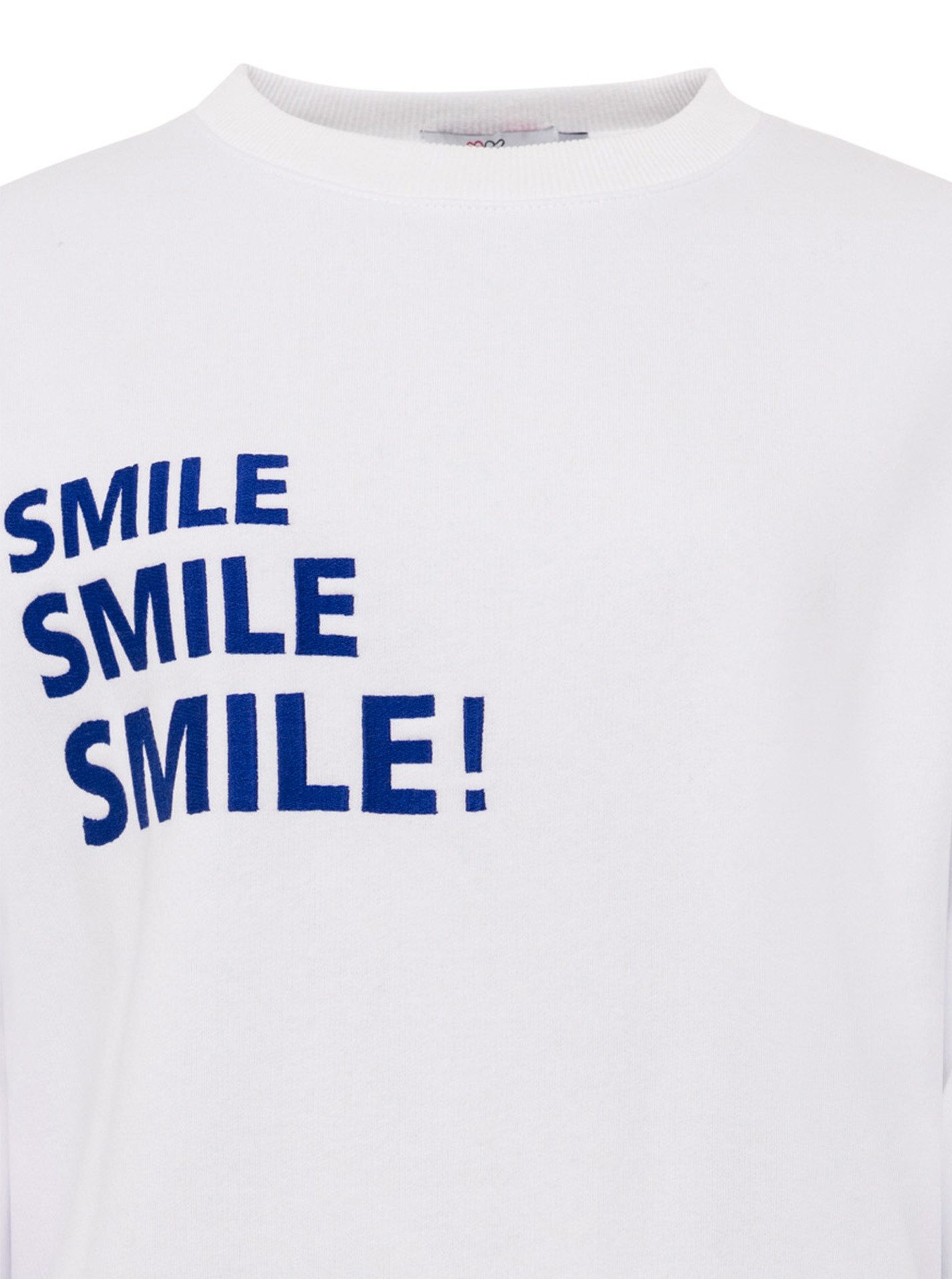 Zwillingsherz Hoodie "Smile Smile Smile" Rundhals, Stickerei in Neon, fröhliche Botschaft – Bild 5 von 5