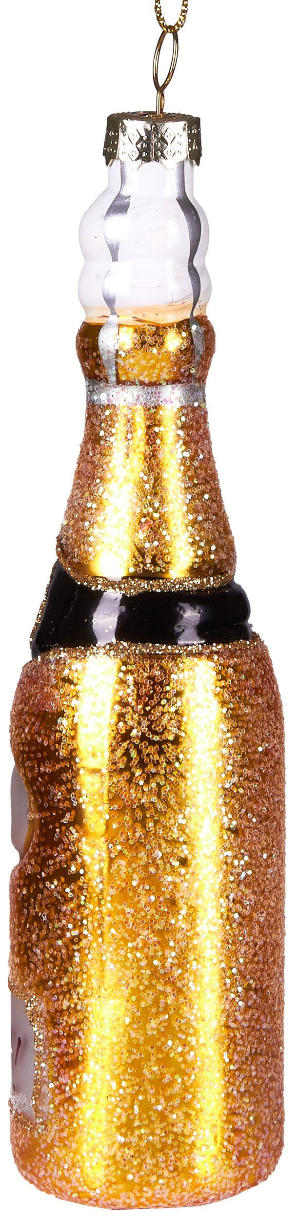 Champagnerflasche, Weihnachtsanhänger Weihnachtskugel Glas, cm - mundgeblasenes Handbemalte schöner BRUBAKER aus Christbaumschmuck 15 Unikat