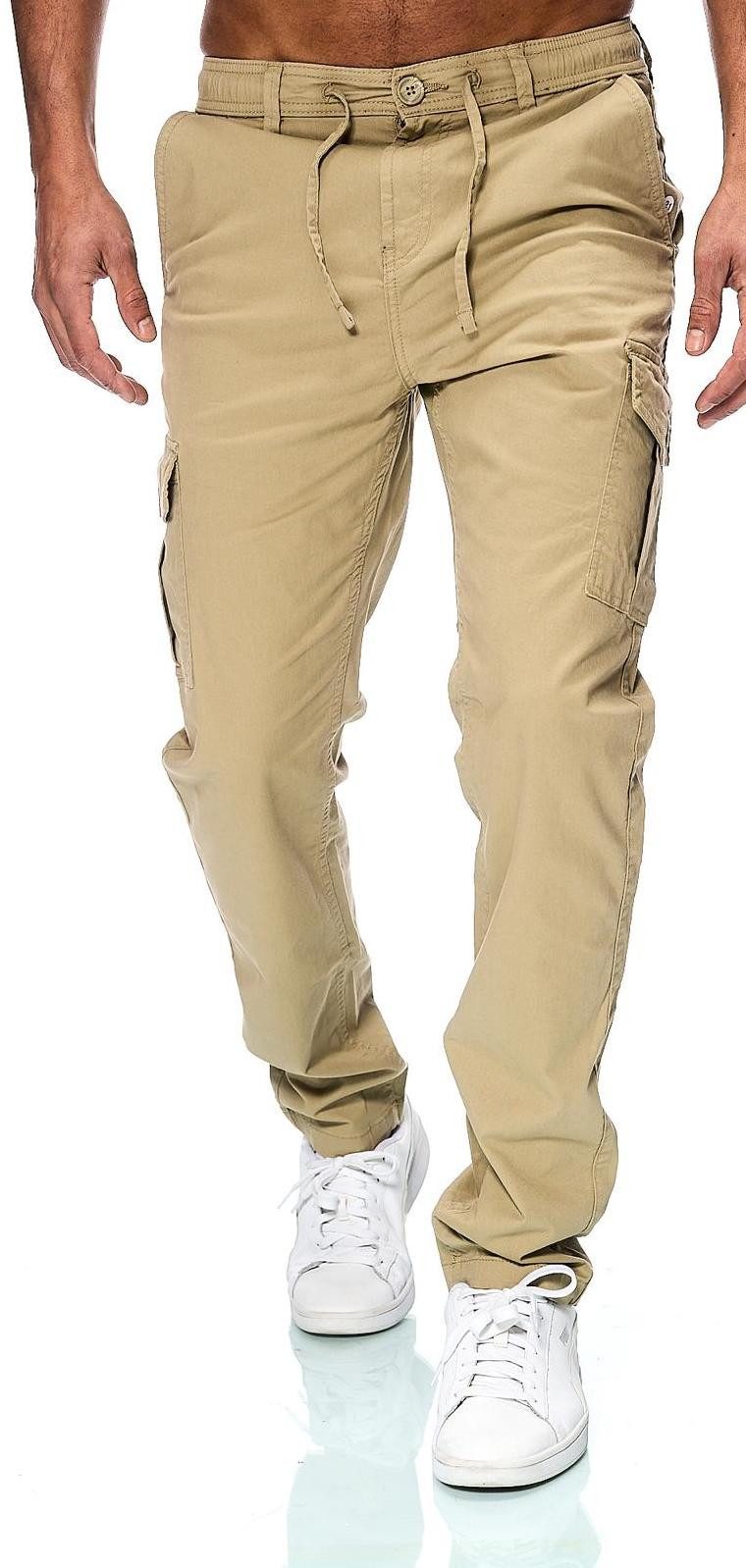 iKENNAS Cargohose Herren Jogger Cargo Chino Jeans Hose (Cargohose 7015) Camel M