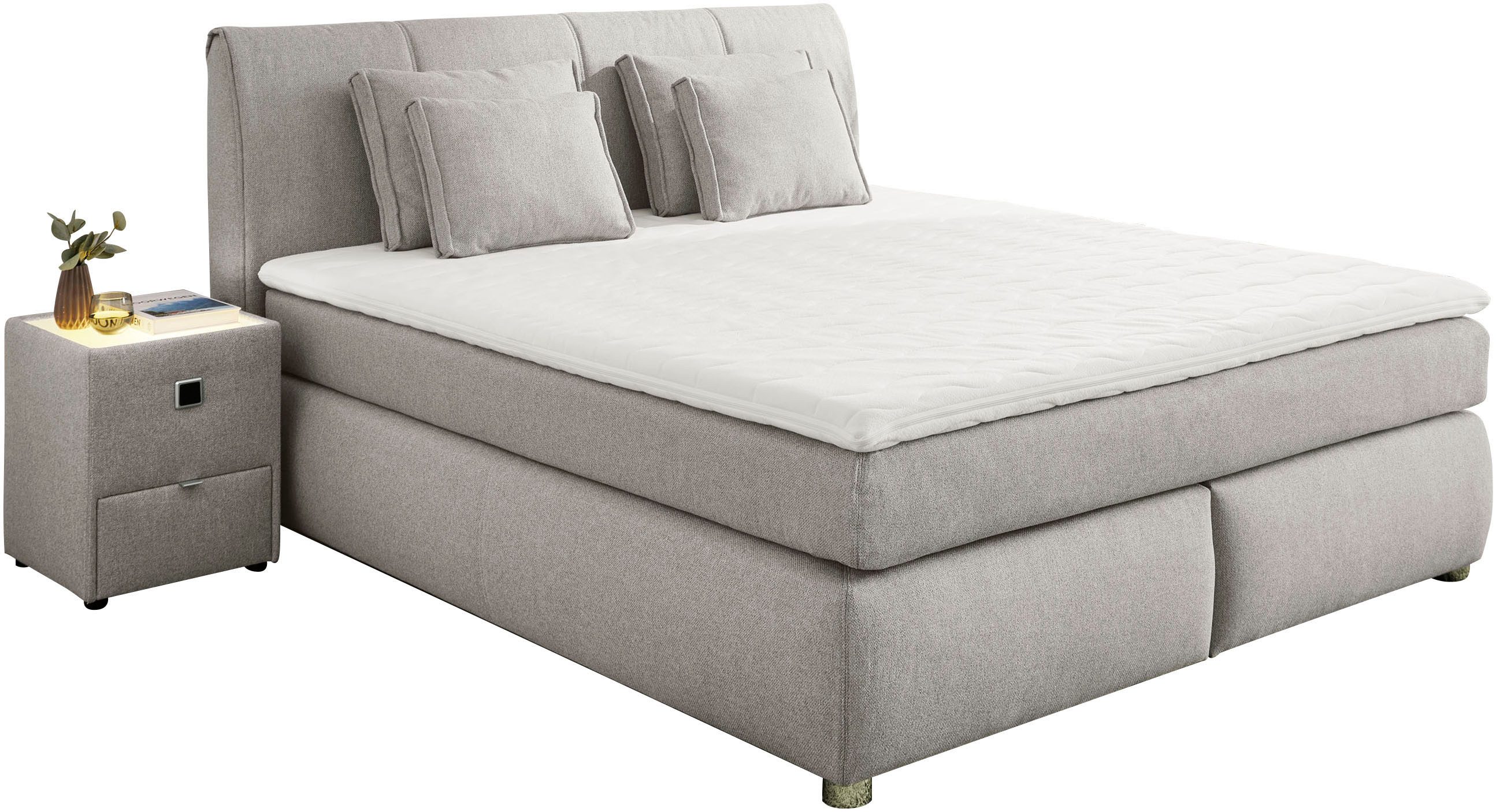 Jockenhöfer Gruppe Boxspringbett "Carla", wahlweise mit oder ohne Bettkasten, inkl. 4 Kissen, erhältlich in den Breiten 160 & 180cm