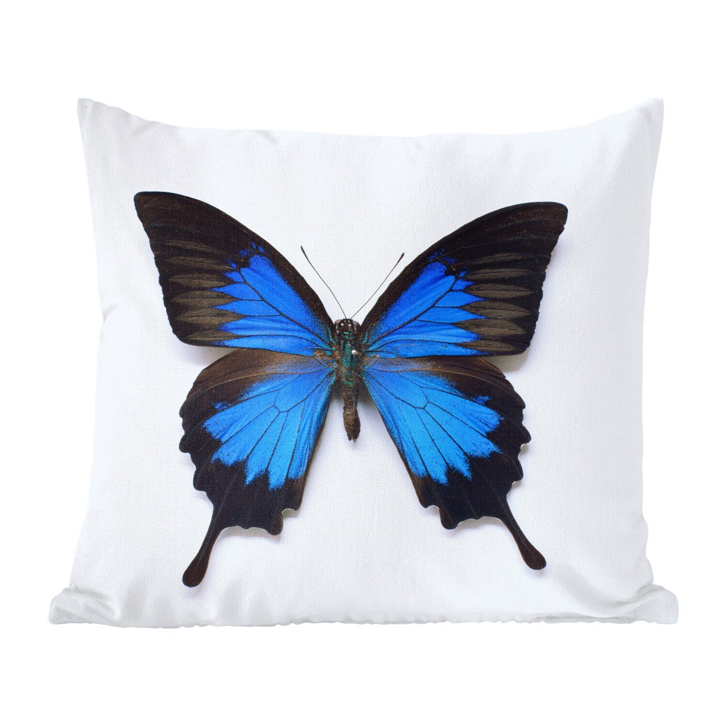 MuchoWow Dekokissen Schmetterling - Sofakissen Wohzimmer, Schlafzimmer, Zierkissen für Füllung Insekten mit Blau, Deko, 