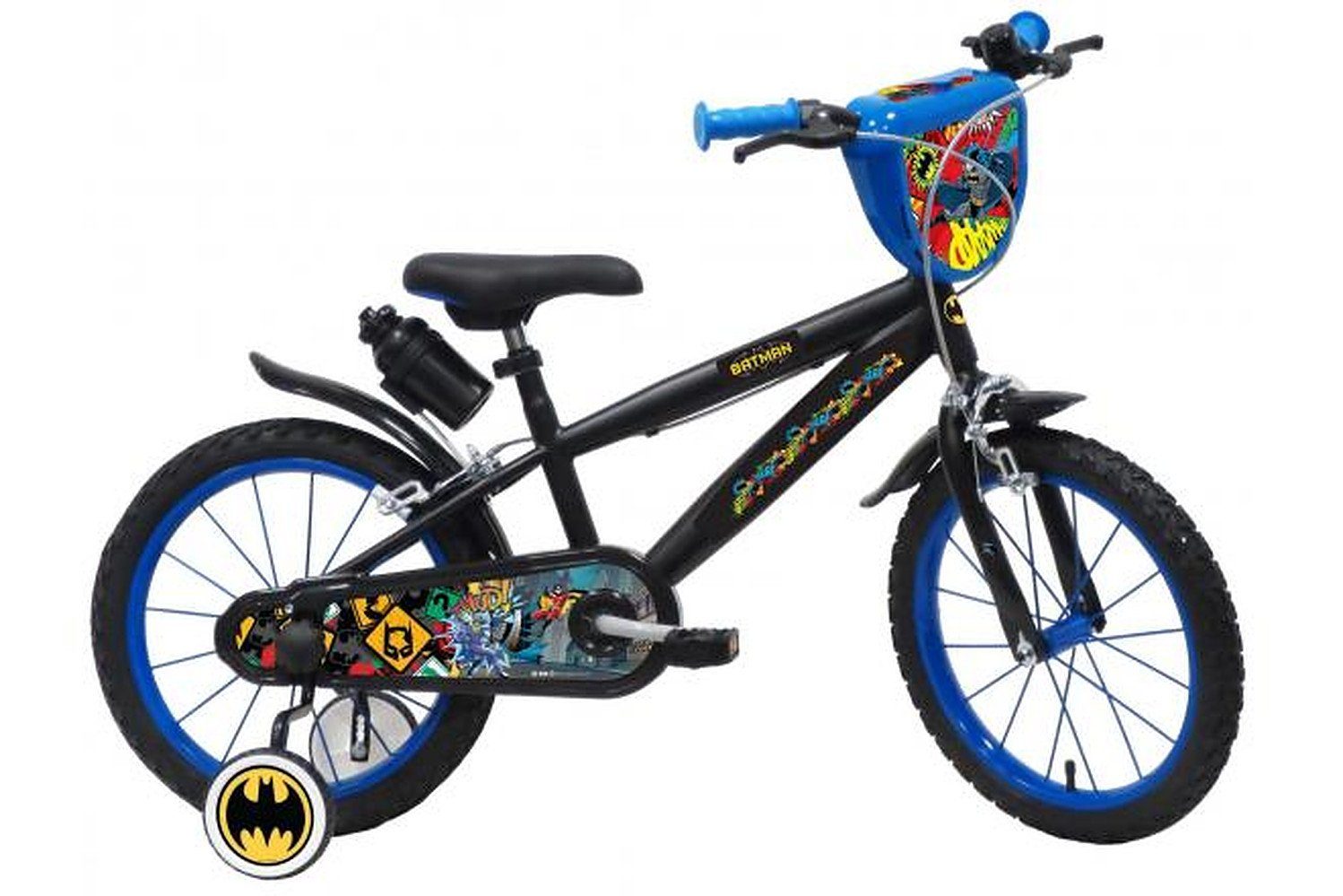 Batman Kinderfahrrad - Jungen - 14 oder 16 Zoll - Schwarz - bis 60kg - 85% zusammengebaut, 3,5 - 6 Jahre, Lenkerhöhe einstellbar, Luftbereifung