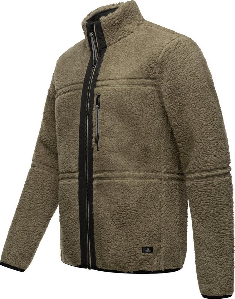 Noory für Ragwear als Outdooraktivitäten auch Jacke, Basic Teddy-Fleece Plüschjacke Ideal Herren sowohl Indoor-