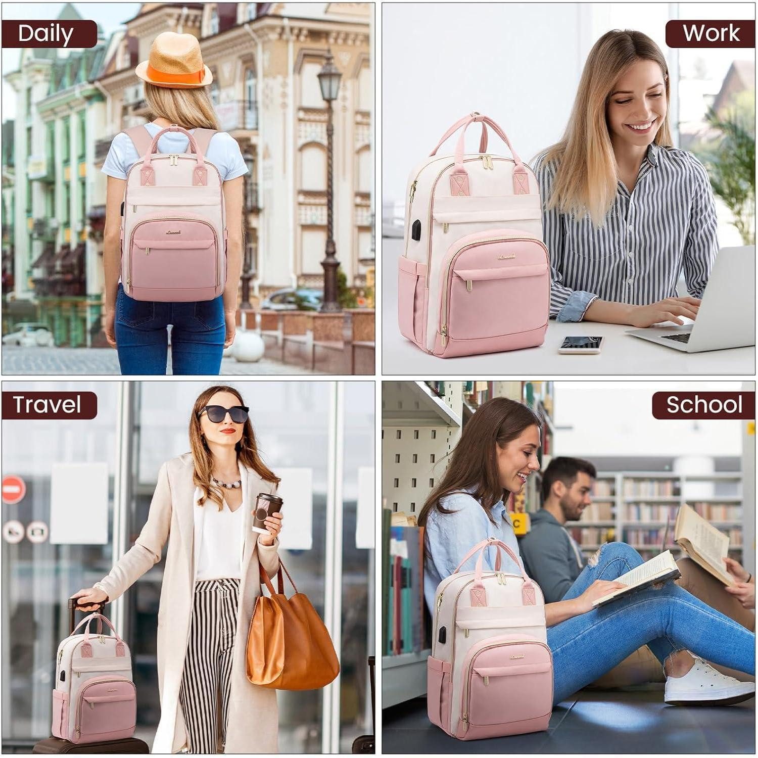 LuxusKollektion Laptoprucksack Damen Laptop Rucksack 15.6 Zoll Schulrucksack Wasserdicht