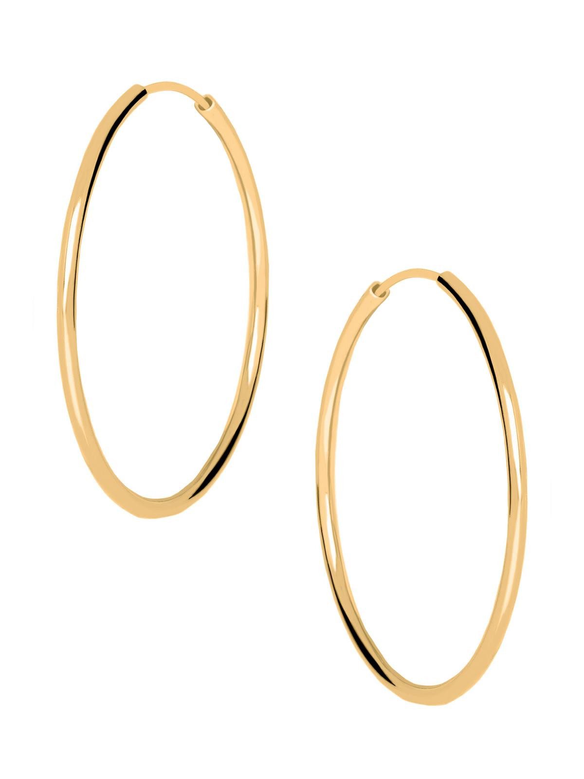 Paar Creolen Damen Ohrringe Rund Sterling Silber 925 Gold Vergoldung - Mella