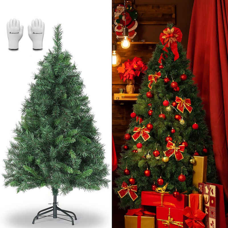 Salcar Künstlicher Weihnachtsbaum PVC Weihnachtsbaum Künstlich Tannenbaum Christbaum mit Metallständer, Automatisches Klappsystem, 120cm mit 279 Spitzen