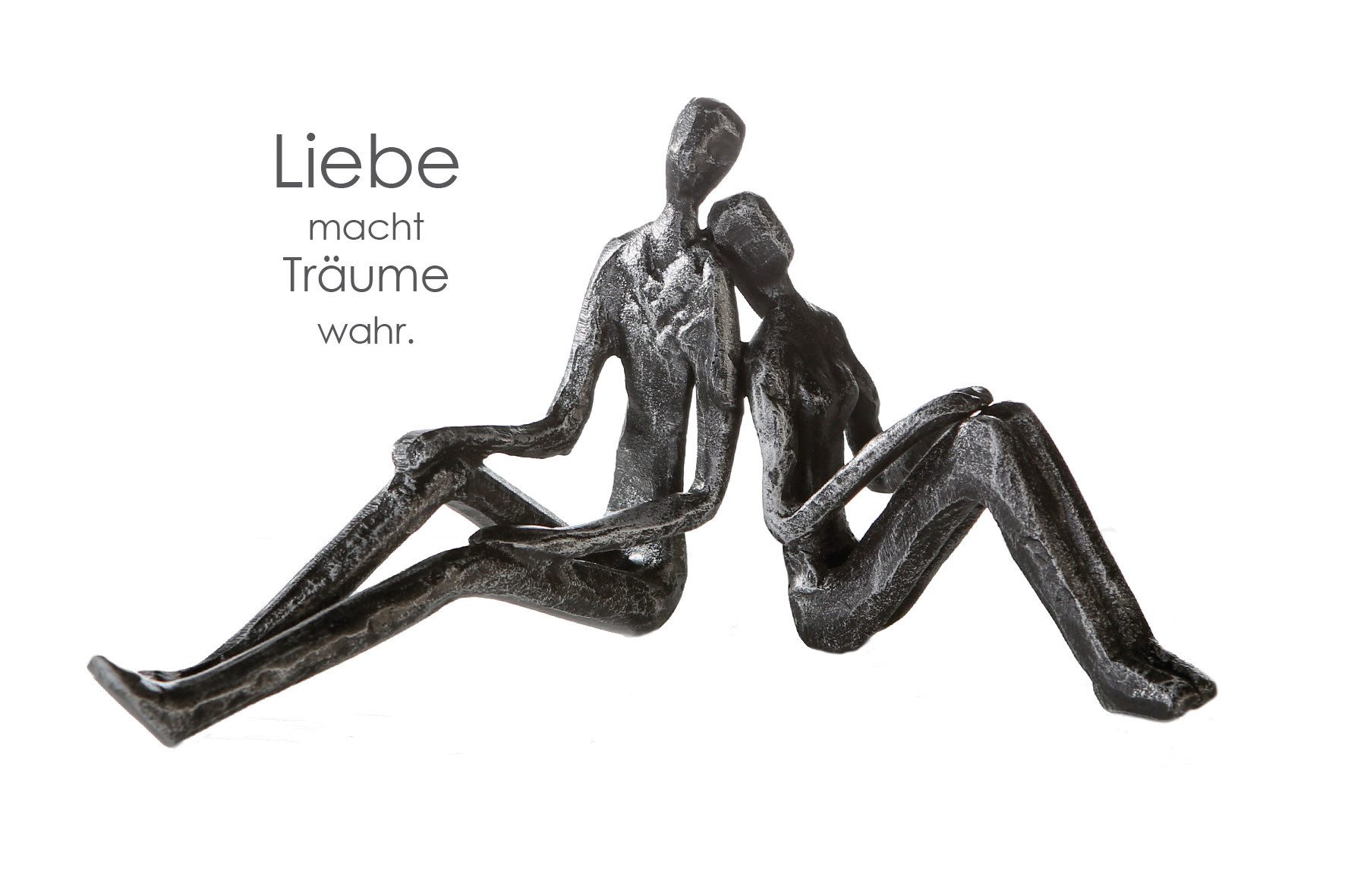 GILDE Skulptur DREAMING Skulptur - silber - Eisen - H. 10cm x B. 20cm - Figur (1 Stück), Metallfigur Paar - Minifigur Dekoskulptur für Ihr Zuhause