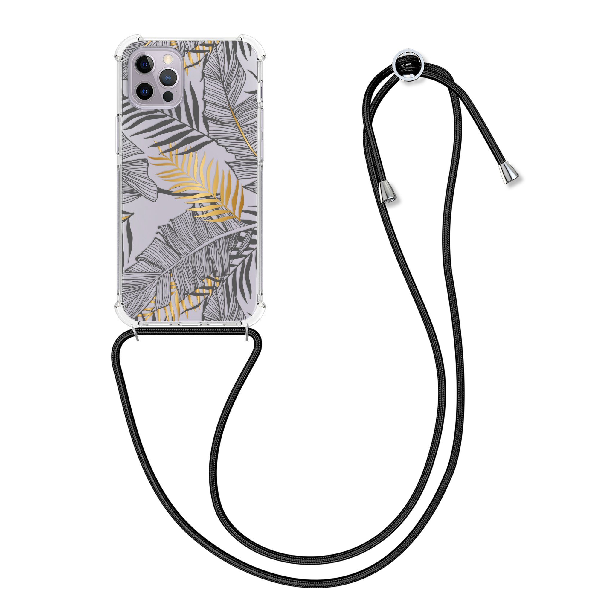 kwmobile Etui Hülle für Apple iPhone 12 / 12 Pro, Silikon Handyhülle mit Kette - Handykette Handyband