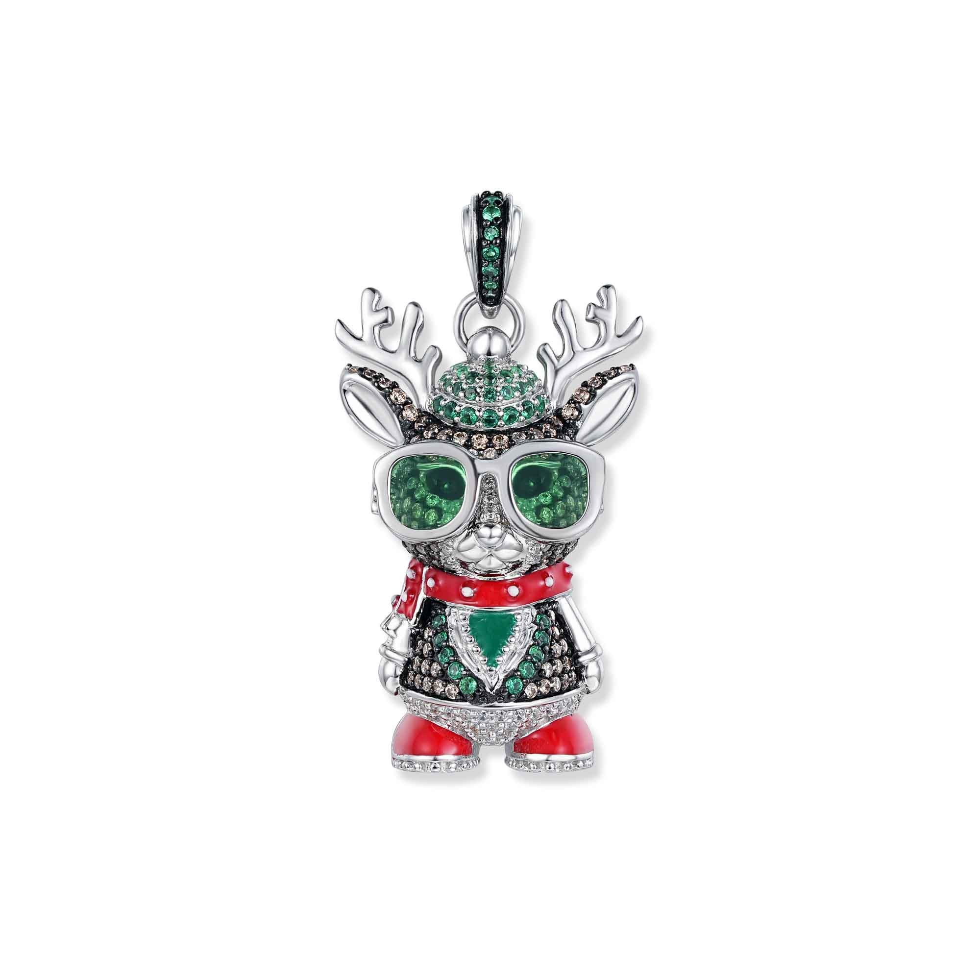 Seinerzeit FLORA & FAUNA Кулони Remi Rentier Anhänger limited (1-tlg), Material: 925 Sterling Silber, rhodiniert, geschwärzt mit Emaille