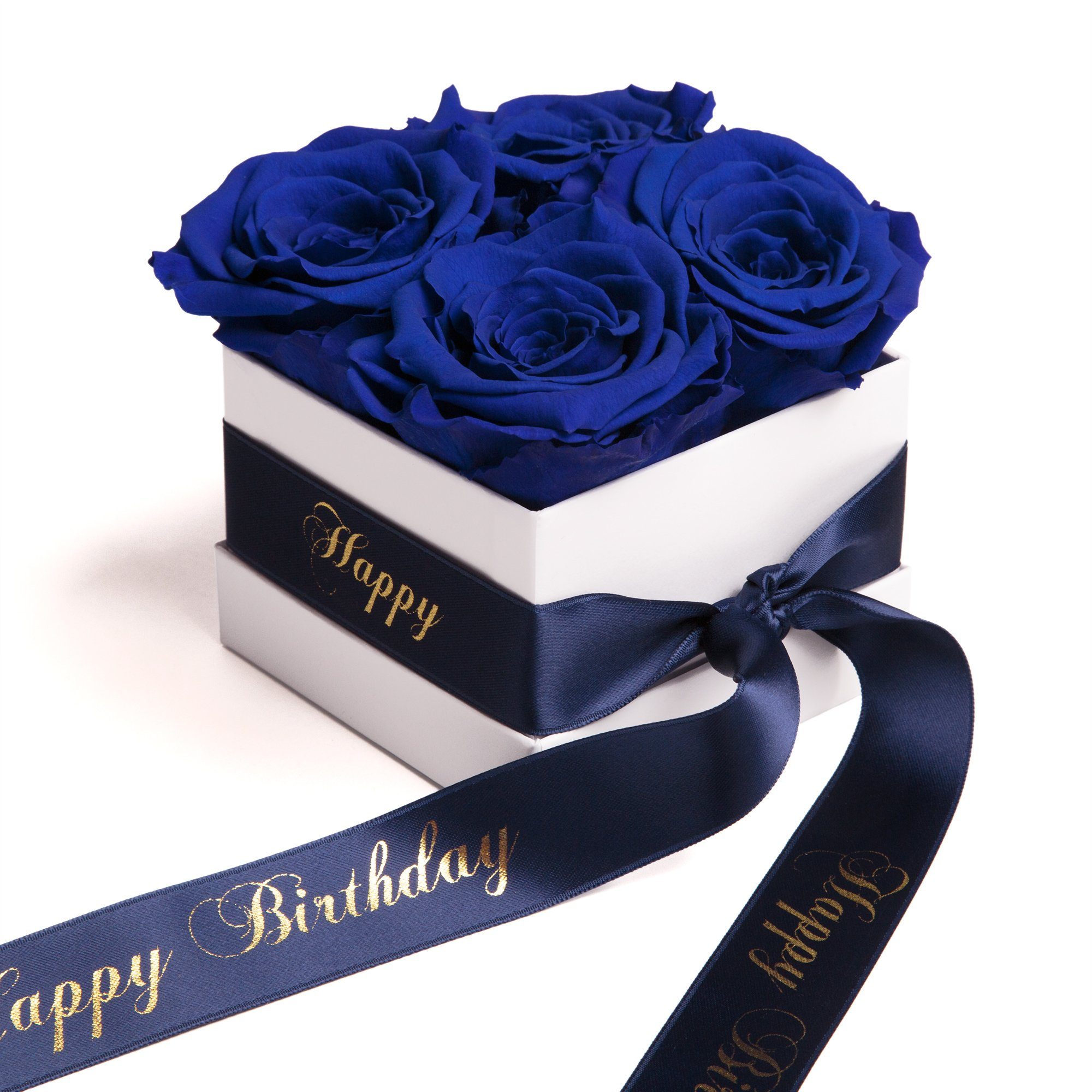 haltbar Infinity für Höhe echte Heidelberg, 3 Jahre Birthday 8.5 SCHULZ Happy Frauen cm, Geburtstag Kunstblume Rosenbox Rosen ROSEMARIE Geschenk Rose, blau