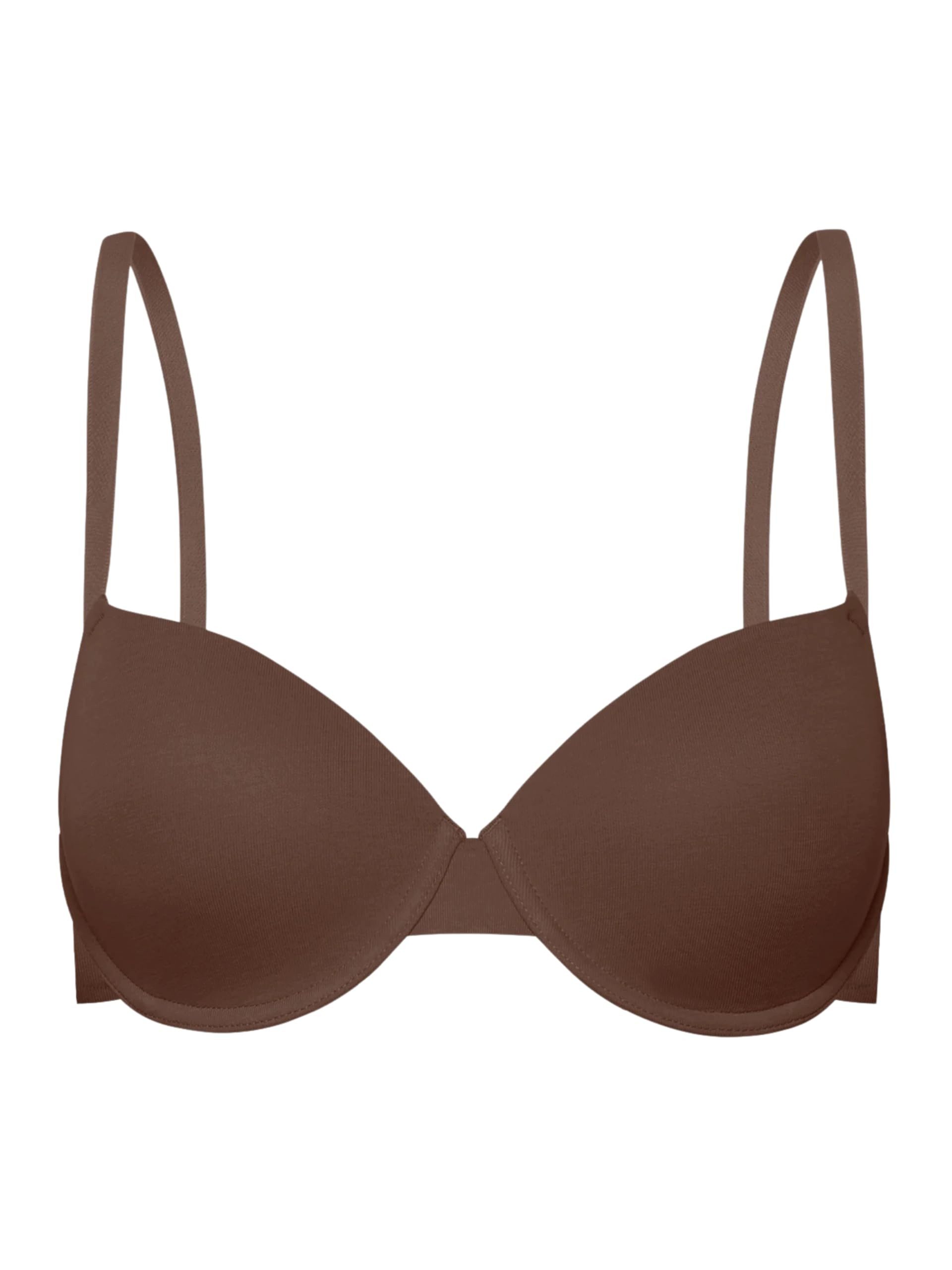 cfab Push-up-BH Baumwoll-T-Shirt Bügel-BH-Braun-75C (1-tlg) günstig online kaufen