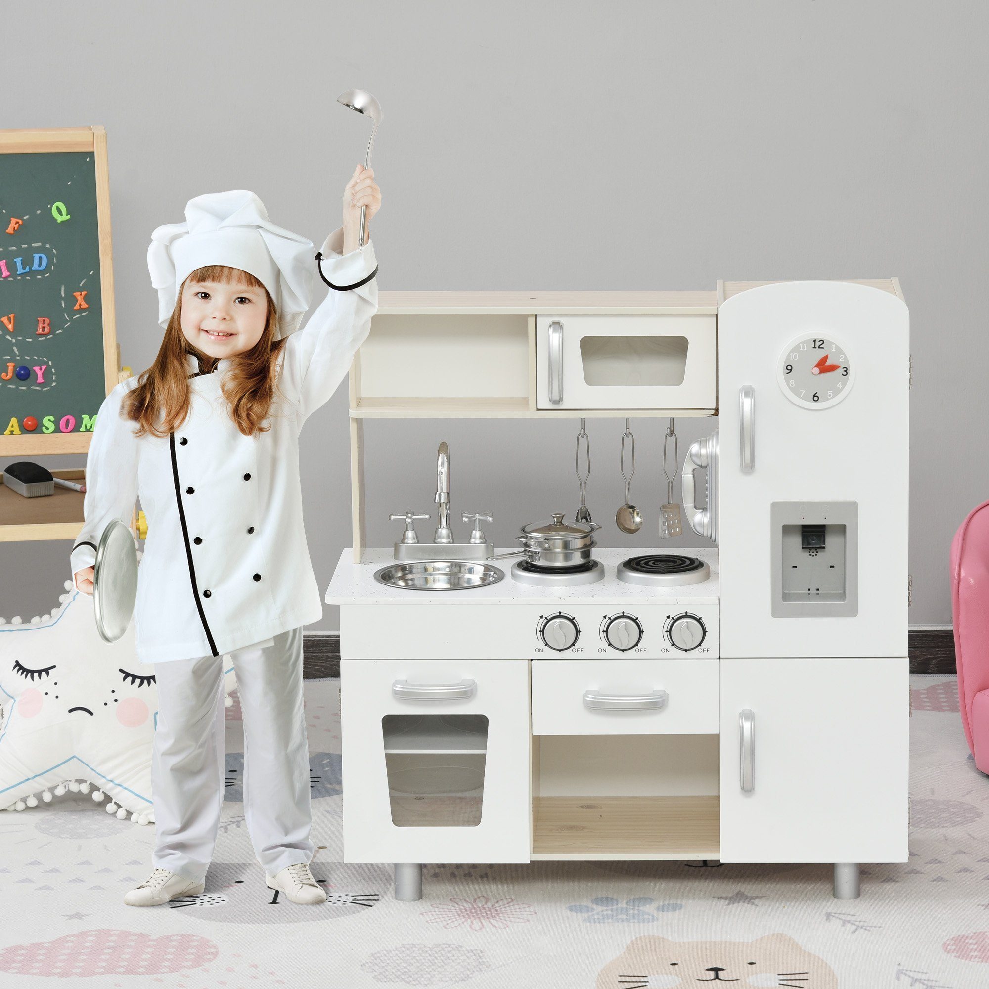 HOMCOM Spielküche Küchenspielzeug Kiefer, MDF günstig online kaufen