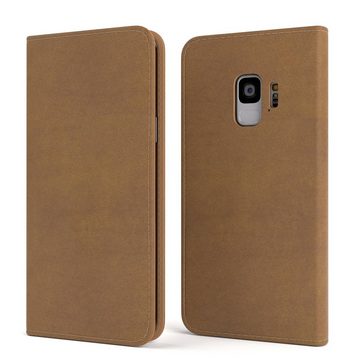 EAZY CASE Handyhülle Bookstyle Vintage für Samsung Galaxy S9 5,8 Zoll, Handy Klapphülle Klapptasche Etui Standhülle Handy Hülle Hellbraun