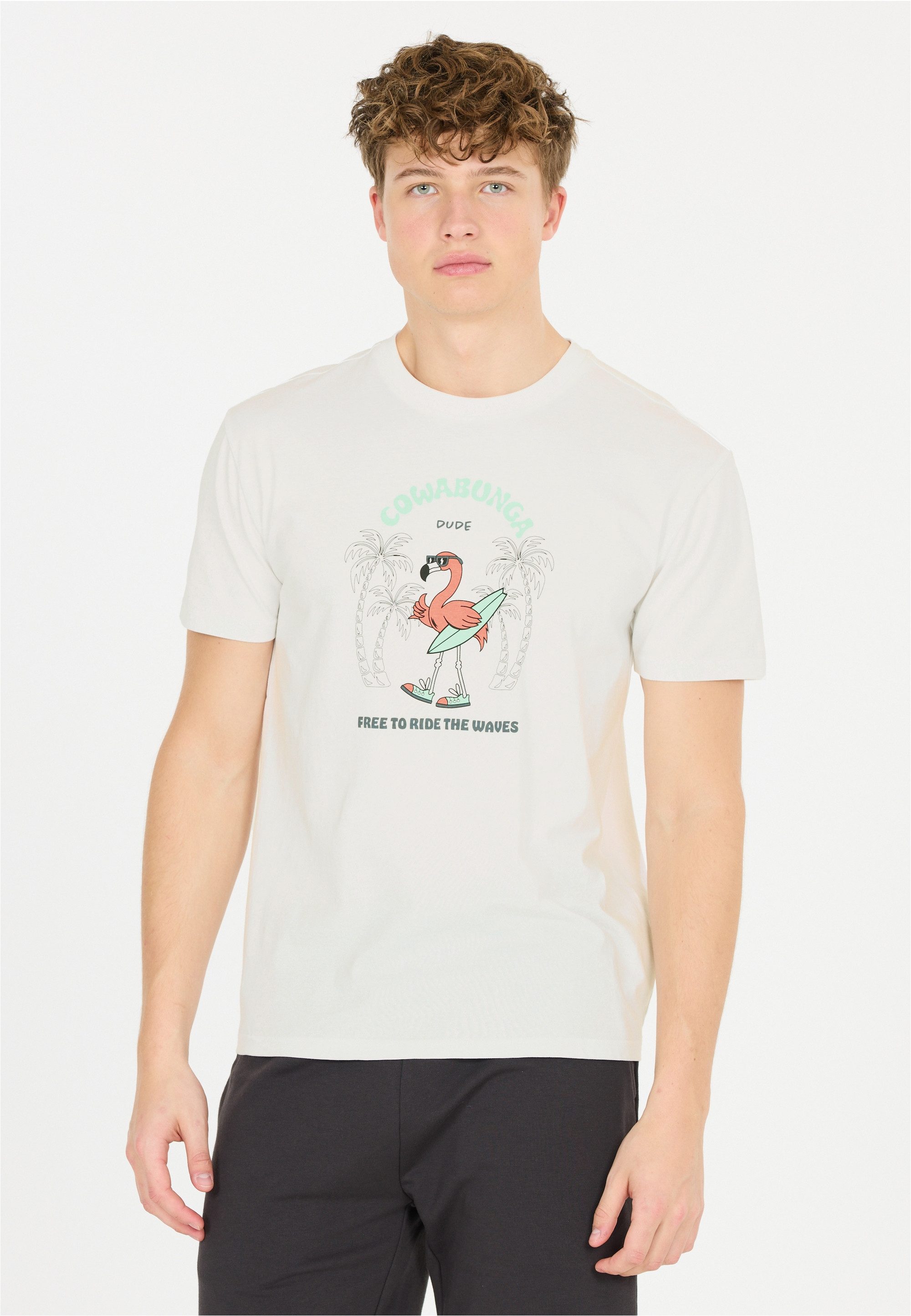 CRUZ T-Shirt Ankara aus reiner Baumwolle mit Feel-Good-Print