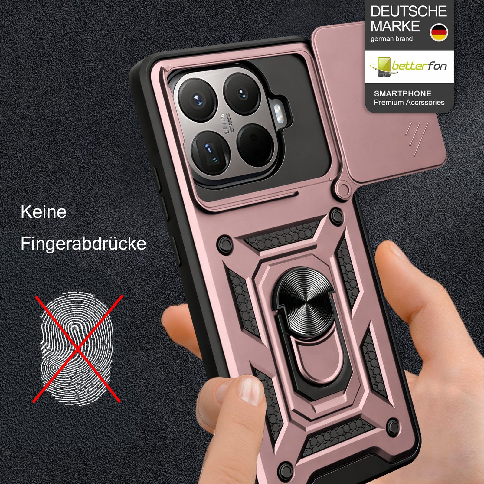 betterfon Handyhülle Panzerhülle für Xiaomi 15T Handyhülle Kameraschutz und Ringhalter, Outdoorhülle mit Smartstand Kameraschutz und Silikonkern