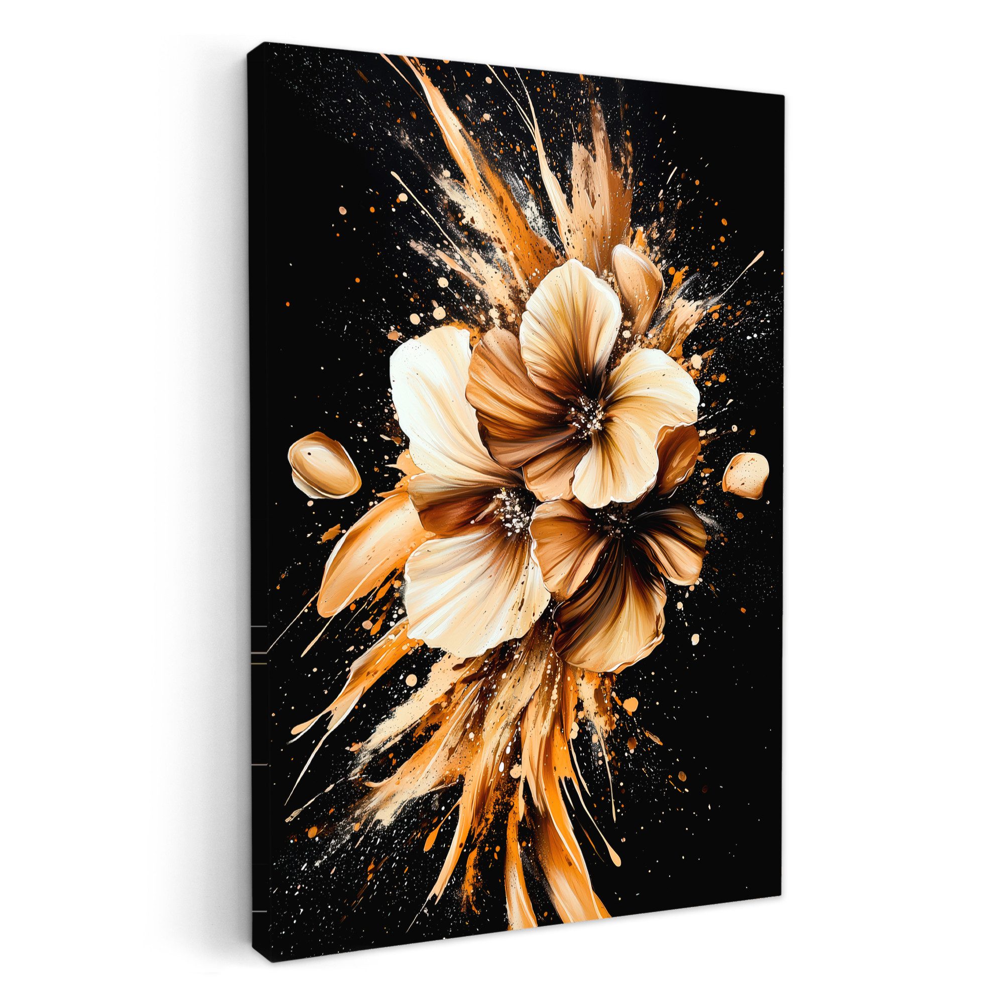 OneMillionCanvasses® Leinwandbild Blumen - Gold - Graffiti - Schwarz - Abst günstig online kaufen