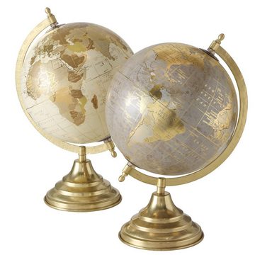 BOLTZE Globus 2er Set "Globe" aus Kunststoff/Metall in gold, Dekoaufsteller, (2-tlg)