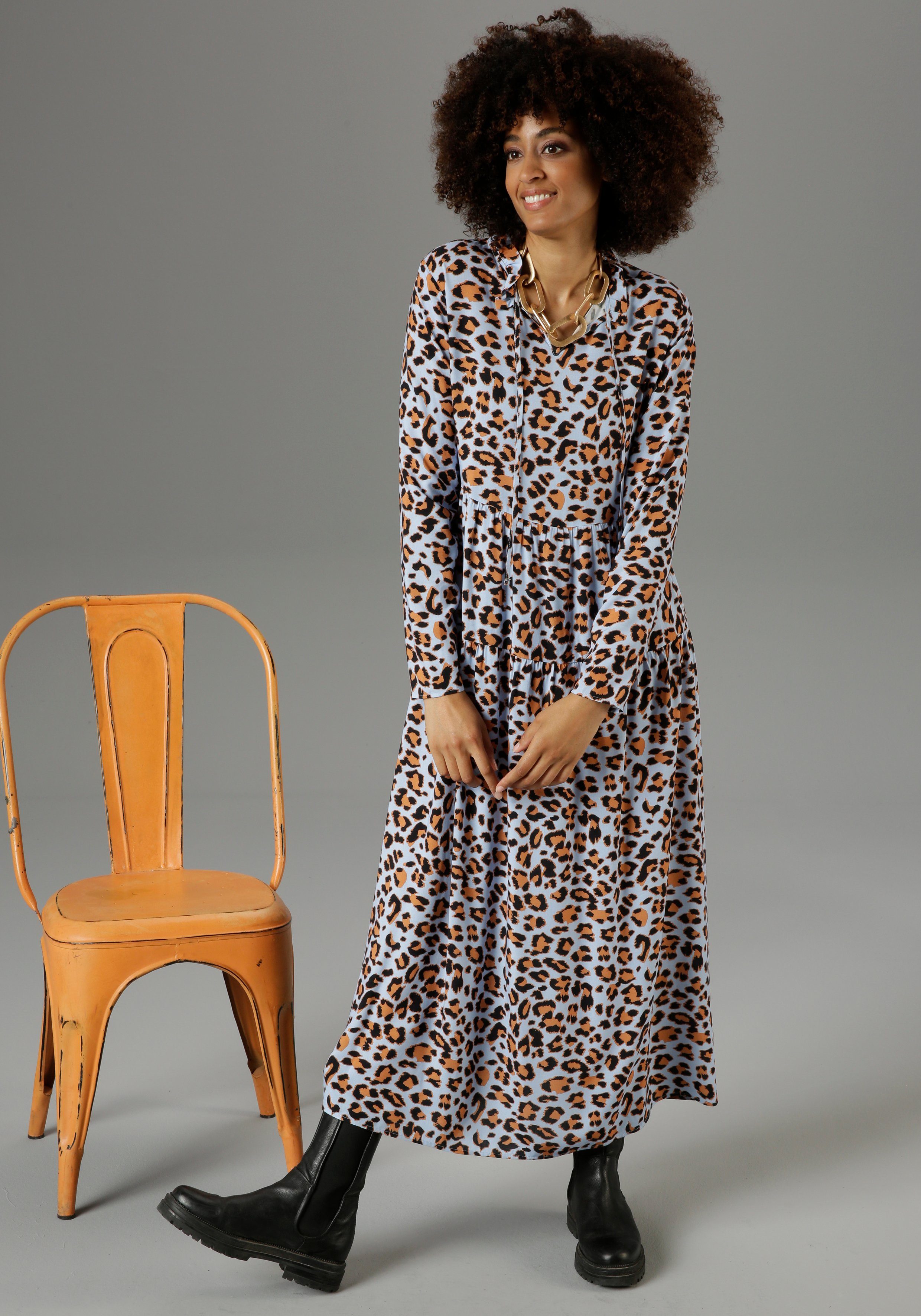 Maxikleid mit Aniston Animal-Print CASUAL