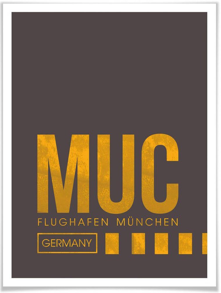 Wall-Art Poster Wandbild MUC Bild, St), Poster, Wandposter München, Flughafen Wandbild, Flughafen (1