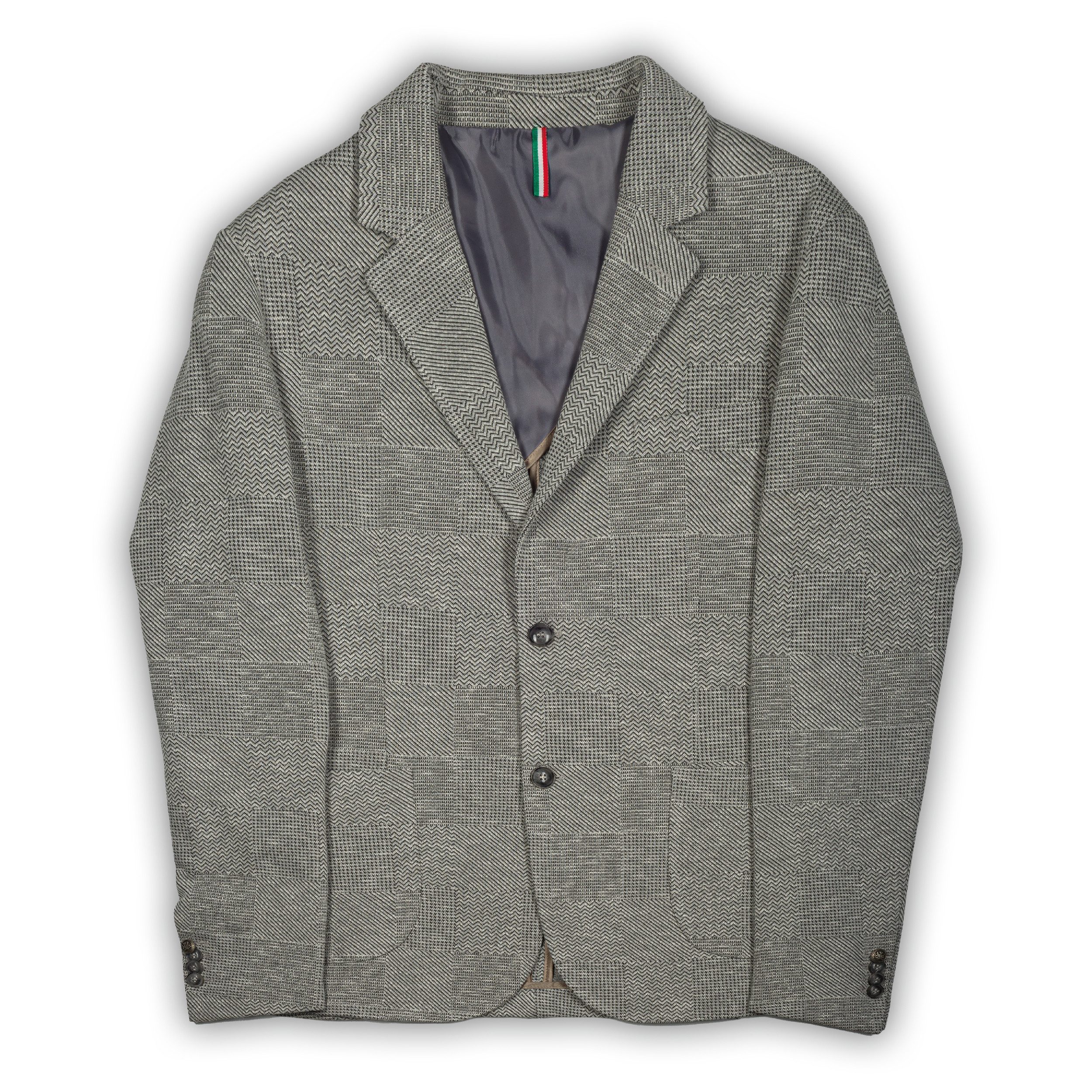 Karl Mommoo Baumwollsakko KARL MOMMOO hellgrau gemustert, Viskose/Baumwolle Handgefertigt in Italien