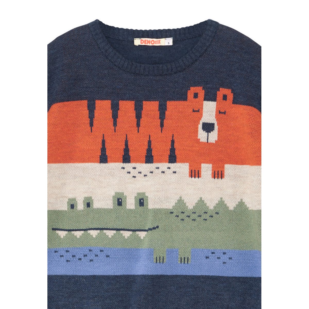 Denokids Strickpullover Animals Jungen Strickpulli, Wollpullover, Feinstrick, Grobstrick, Kuschelpullover