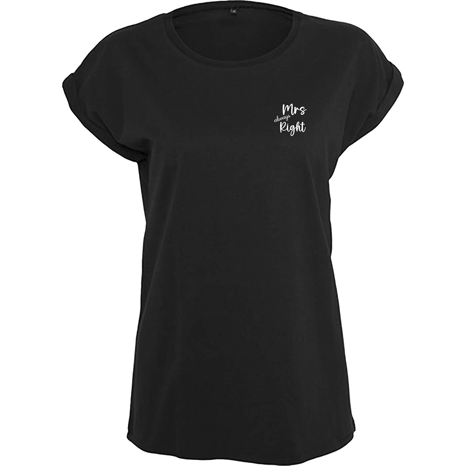 Baddery Print-Shirt Damen T-Shirt : Mrs. always Right - Funshirts für Frauen (Loose Fit), hochwertiger Siebdruck, auch Übergrößen, aus Baumwolle