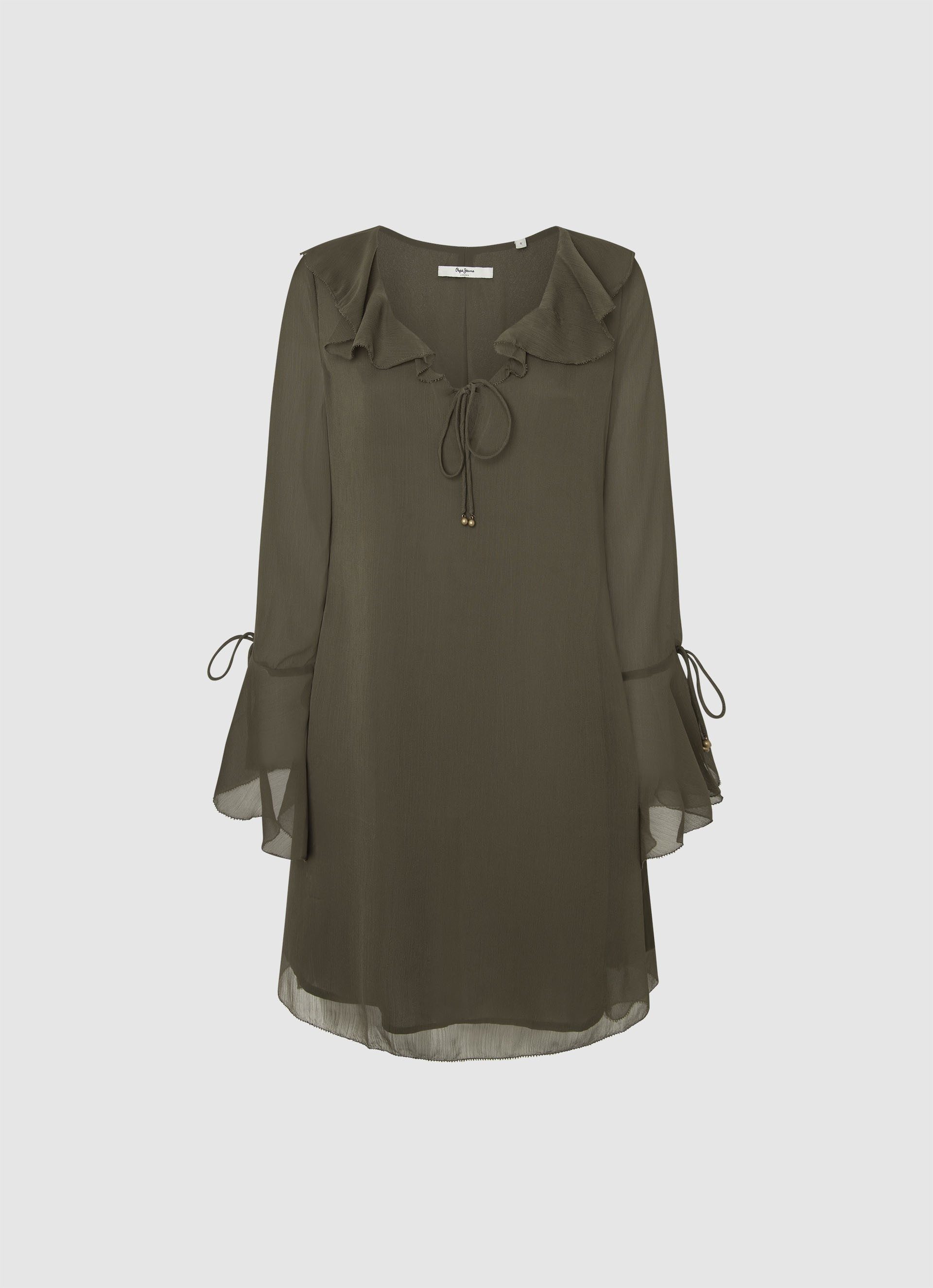 Maxikleid Kleid mit Rüschenausschnitt