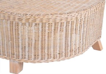 Krines Home Recamiere Rattan Recamiere Elegance Rattanliege Chaiselongue Links mit Polster