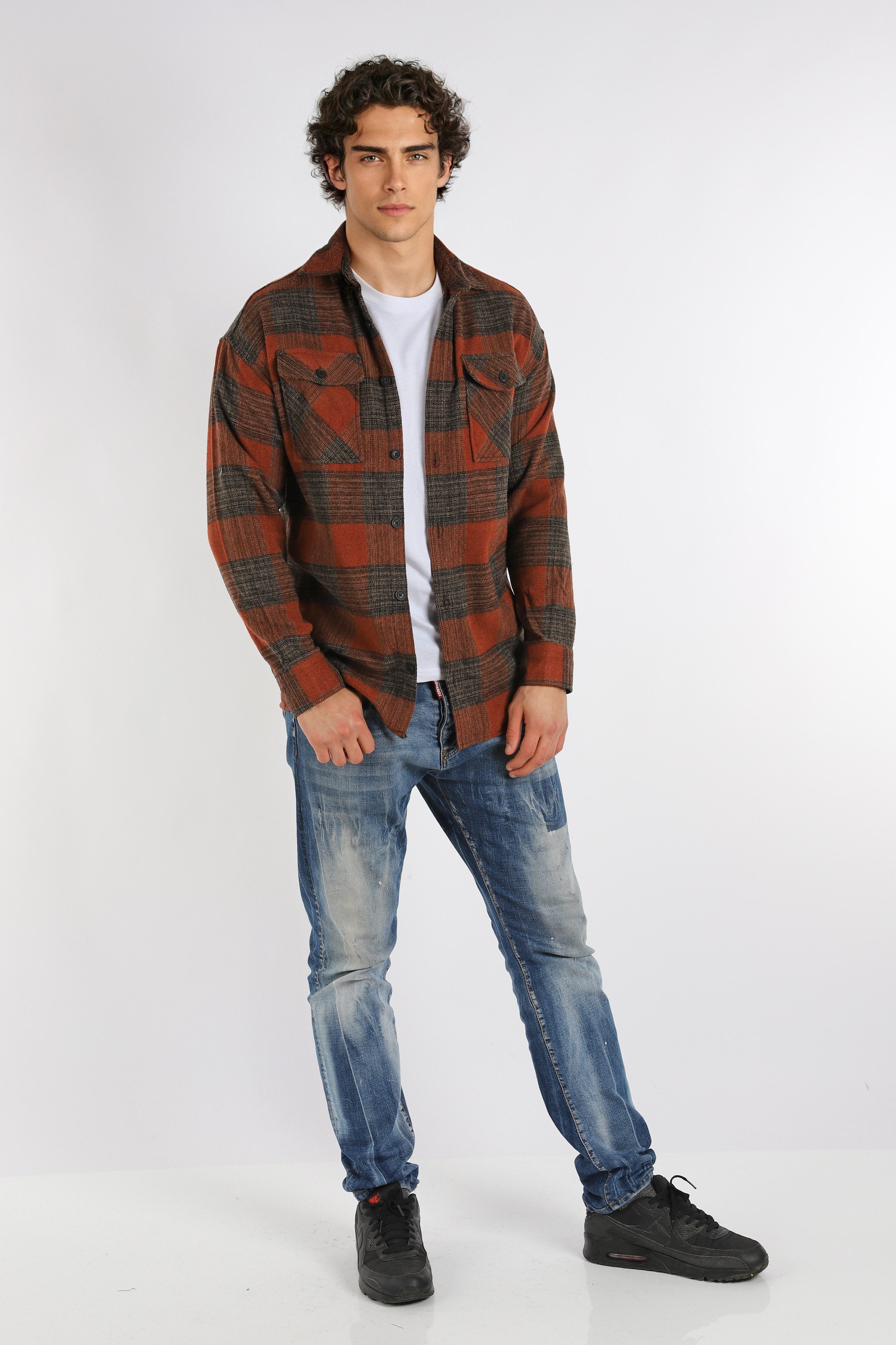 Flanellhemd Herren Holzfällerhemd Flanellhemd Kariert Freizeithemd Jacke