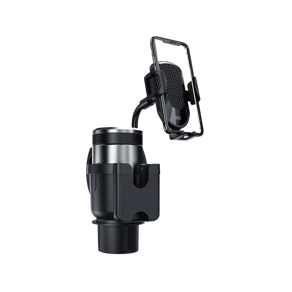 XO Smartphone-Halterung C140 Handyhalterung Schwarz mit flexiblem Arm und Getränkehalter, (bis 6,9 Zoll, Einzelartikel, Einzelartikel, Flexible Halterung mit zu – Bild 4 von 5