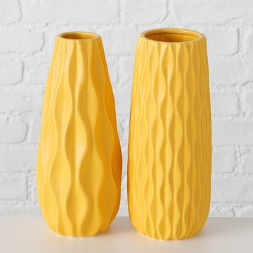 BOLTZE Tischvase 2er Set Vase Luana, gelb, Steingut, matt