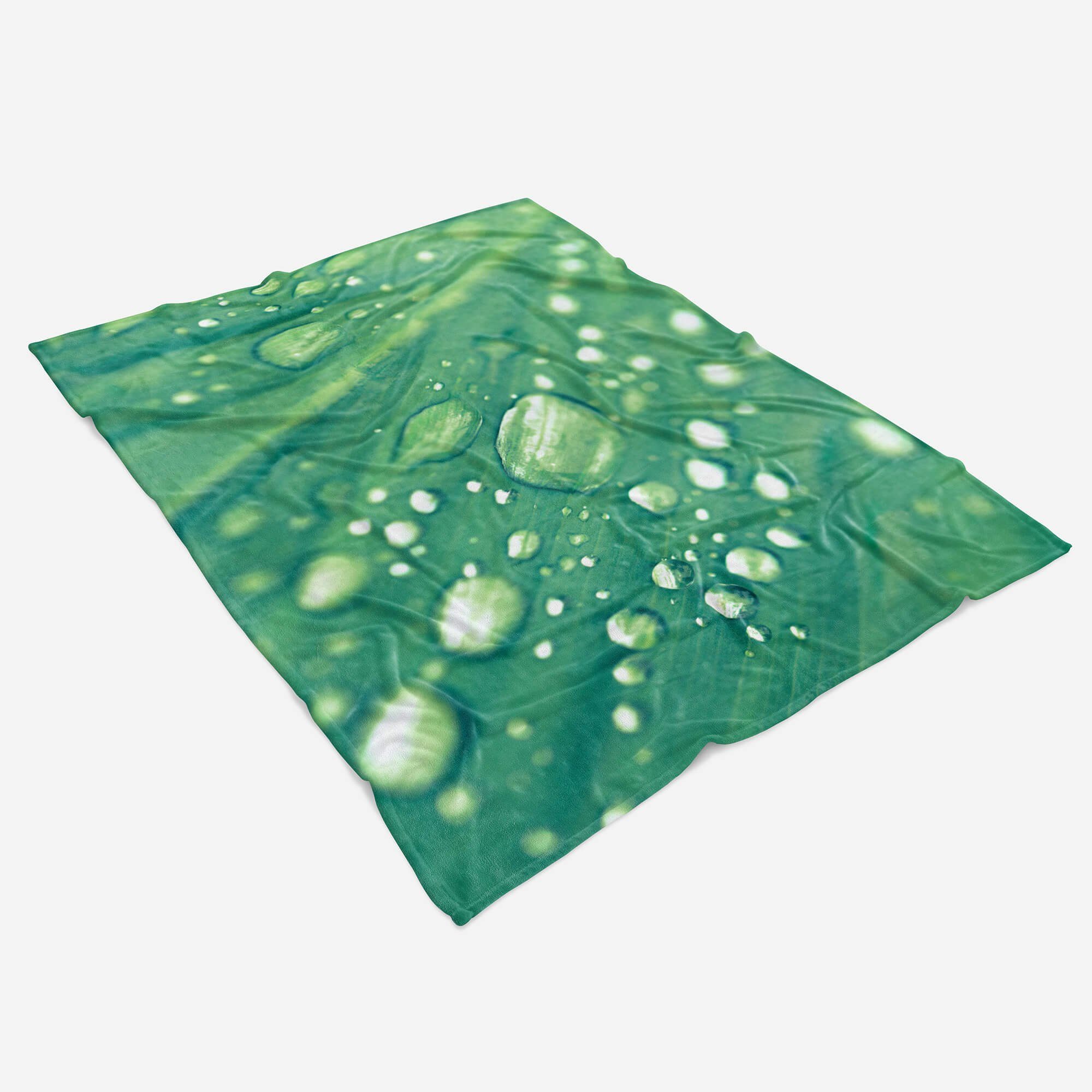 Sinus Art Saunatuch Handtuch Handtücher Wassertropfen Strandhandtuch mit (1-St), Handtuch Kuscheldecke Baumwolle-Polyester-Mix Fotomotiv grün