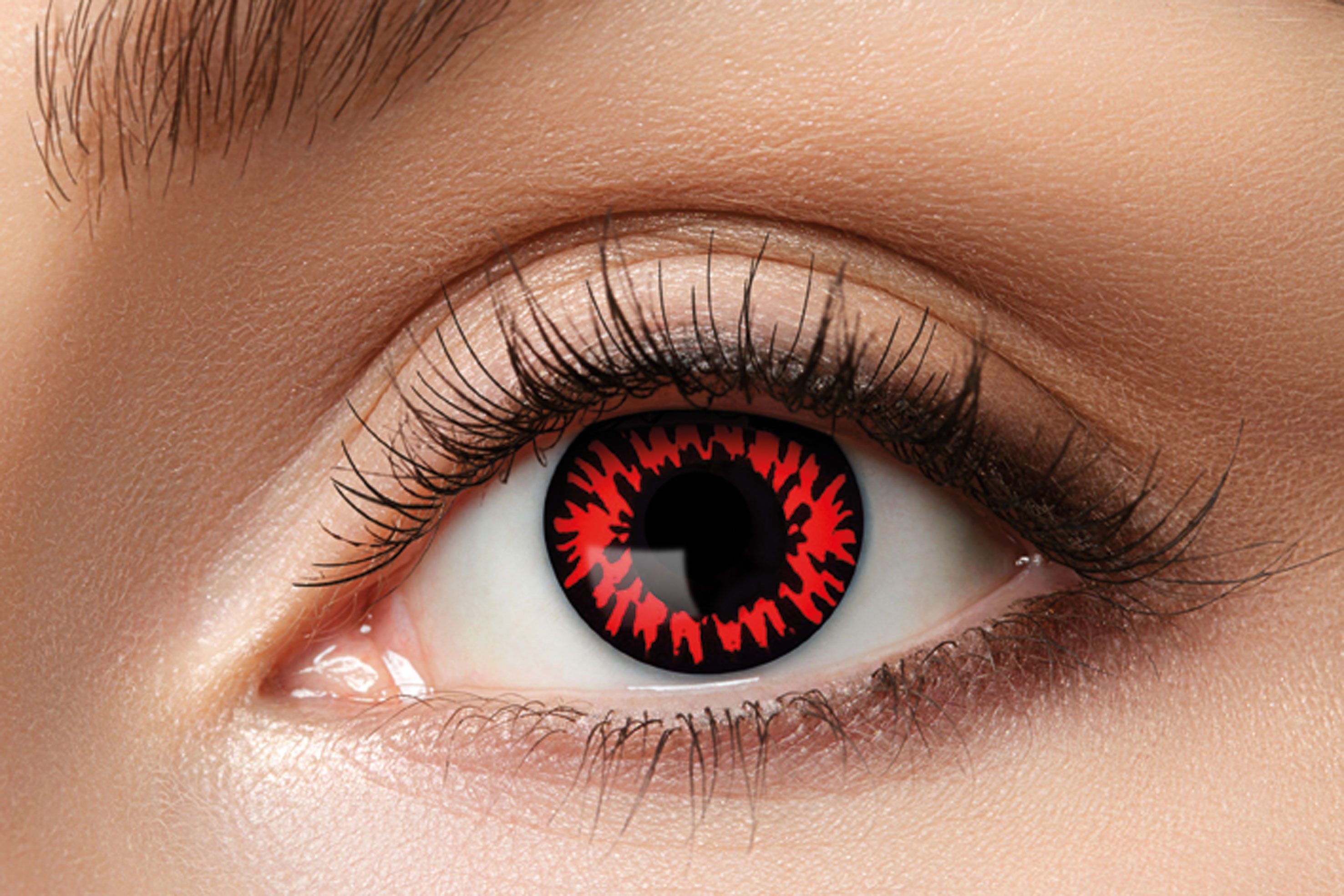 Party Factory Farblinsen Zoelibat Eyecatcher Red Wolf 12-Monats-Kontaktlinsen rote Effektlinsen