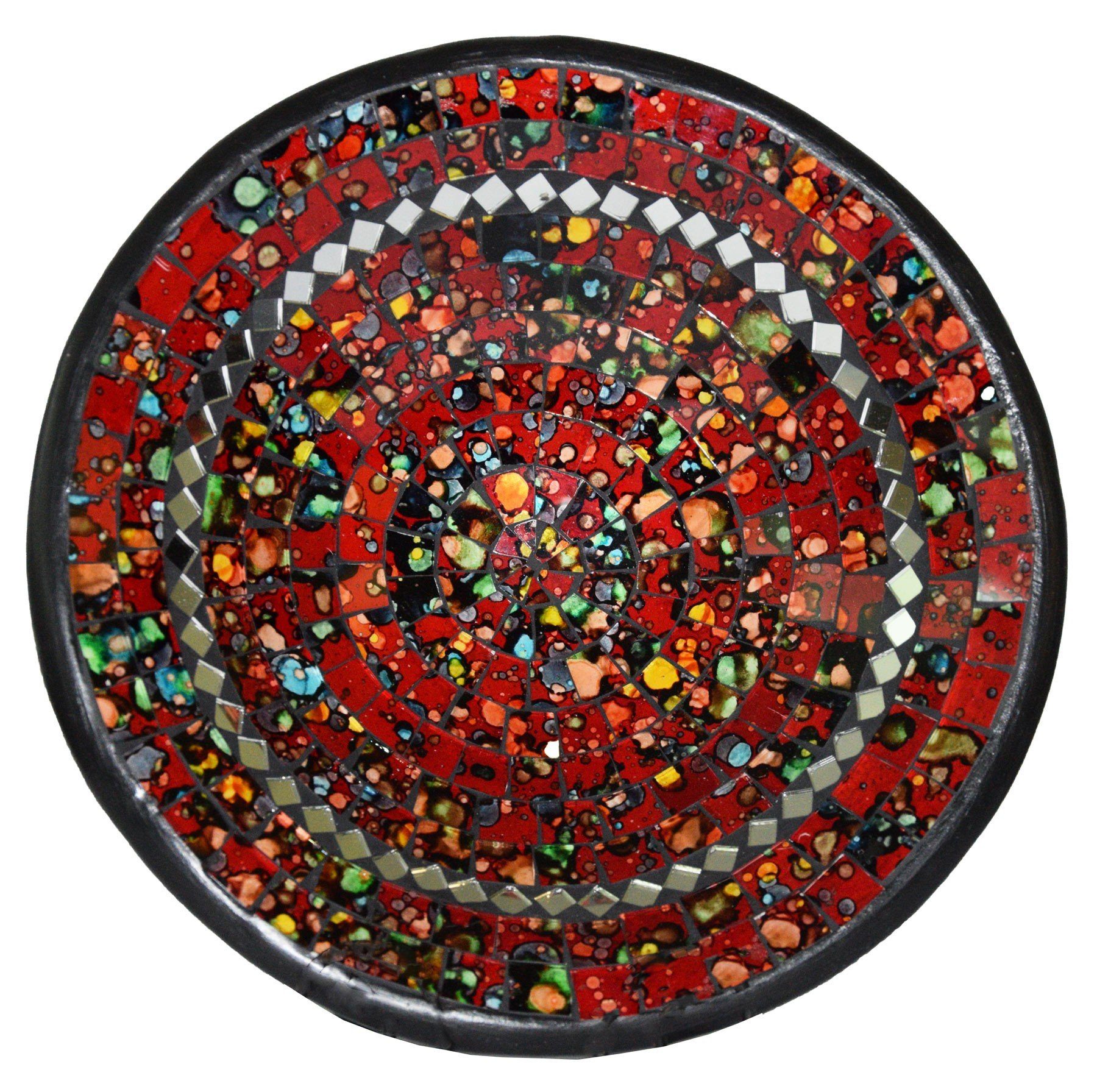 mit SIMANDRA (1-tlg) Mosaikschale XL Spiegel Dekoschale rund Rot
