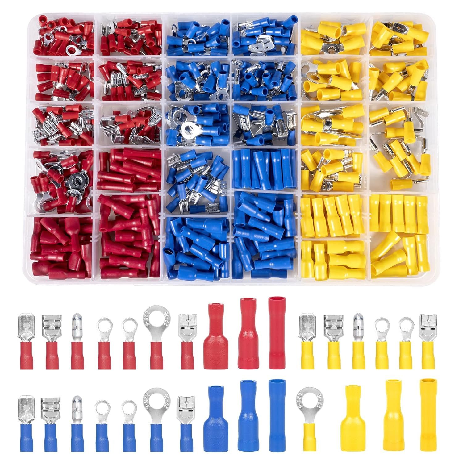 FELIXLEO Koax-Kabelverbinder 480 Stück Kabelschuhe Set 30 Type KFZ Flachstecker Quetschverbinder, 1-tlg.