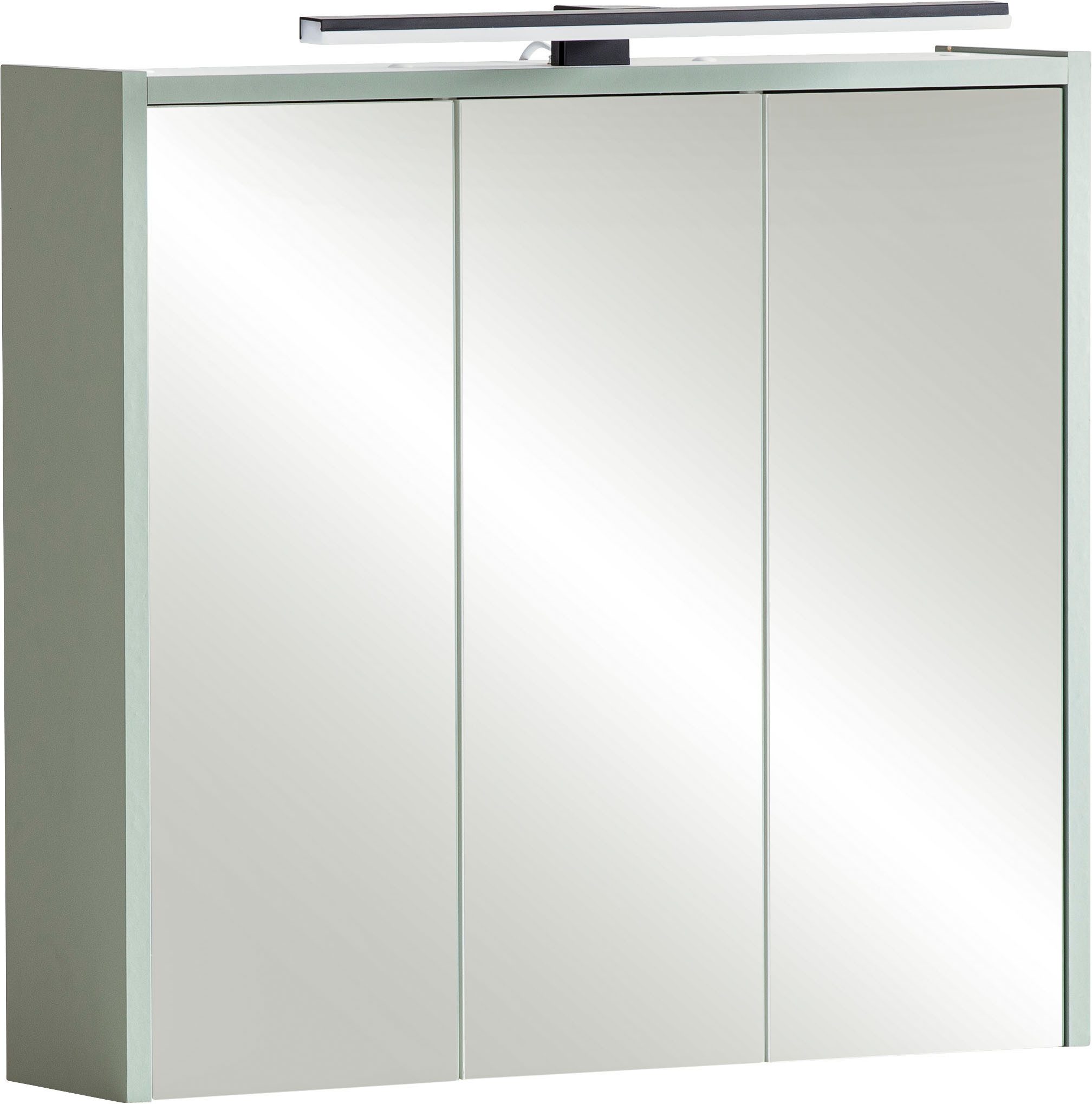 Schildmeyer Spiegelschrank PIAZZA, inkl. Beleuchtung, Breite 65 cm, 3 Türen, MADE IN GERMANY (1-St) Schalter-/Steckdosenkombination hinter der Tür, MADE IN GERMANY