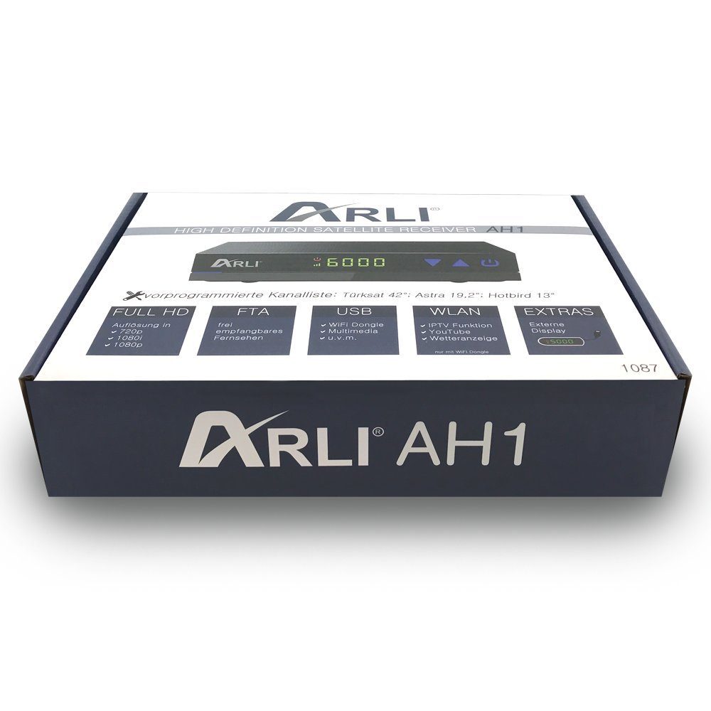 ARLI HD AH1 mit HD vielen USB, Satellitenreceiver Netzteil) HDMI, DVB-S2 SAT-Receiver 1 Funitionen, (Mini externes Sat Receiver