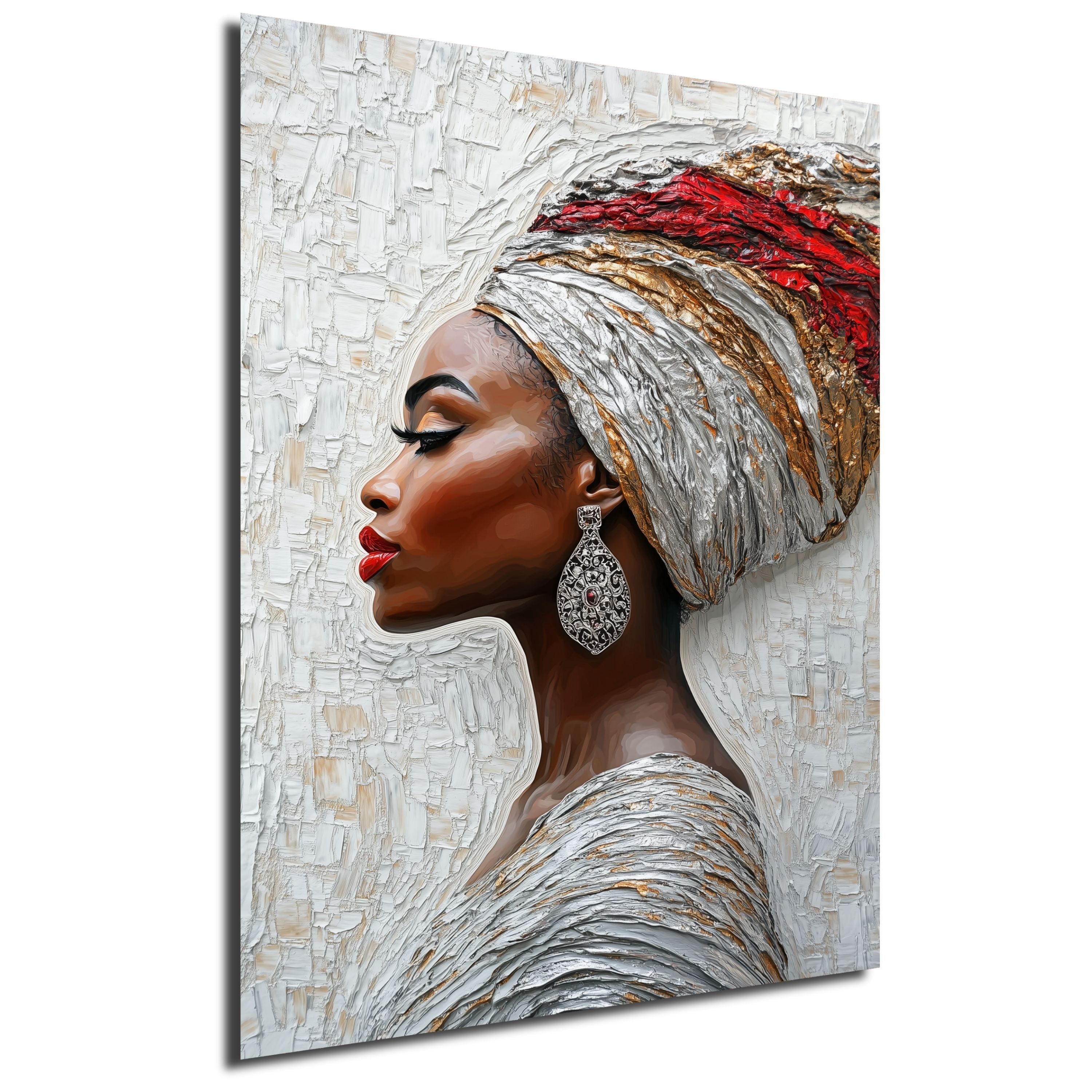 DARO Design Leinwandbild Modern Abstrakt Wandbilder XXL Wandbild Wand Deko Leinwand Bilder, (Frau mit Turban - Bild groß Wohnzimmer Schlafzimmer Küche Esszimmer Einteilig Querformat Fotodruck Leinwände Wanddeko Abstrakte Kunst Boho), 30x20cm