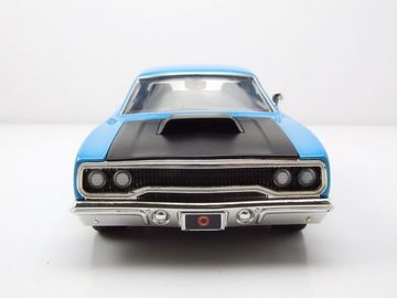 JADA Modellauto Plymouth Road Runner 1970 hellblau Looney Tunes mit Wile E. Coyote, Maßstab 1:24