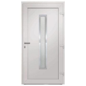 vidaXL Haustür Haustür Weiß 98x208 cm Eingangstür Außentür Glas-Element Rechtshändig