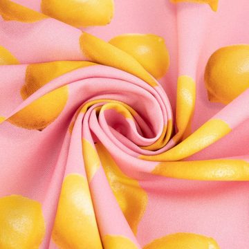 SCHÖNER LEBEN. Stoff Canvas Digitaldruck LEMONS Zitronen rosa gelb 1,35m Breite, allergikergeeignet