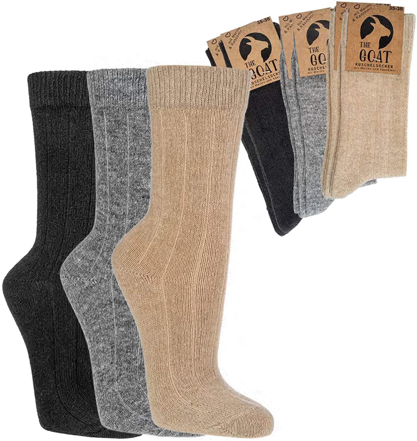 FussFreunde Paar Wollsocken für Kaschmir Socken Merinowolle Damen mit & Luxus Beige Herren & 2