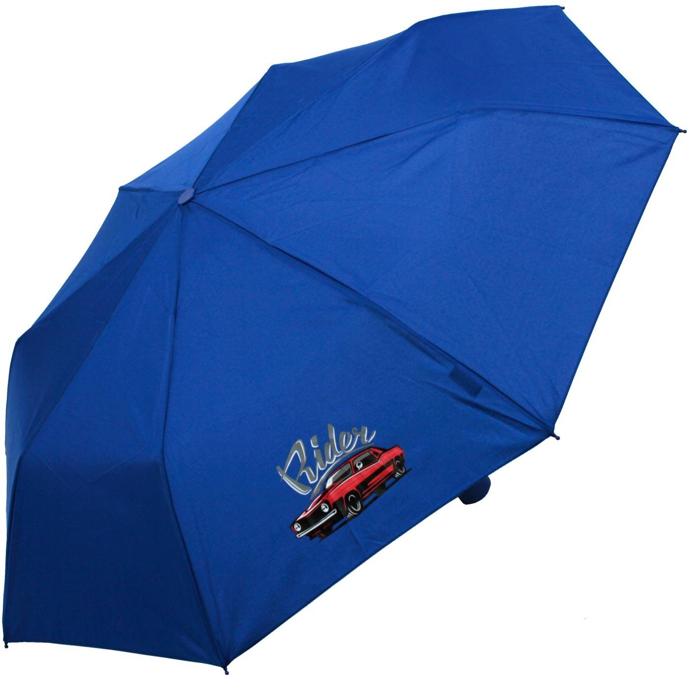 derby Taschenregenschirm Mini Kinderschirm Jungen leicht Kids Schule - blau, ein leichter Schirm für den Schulweg mit coolen Motiven