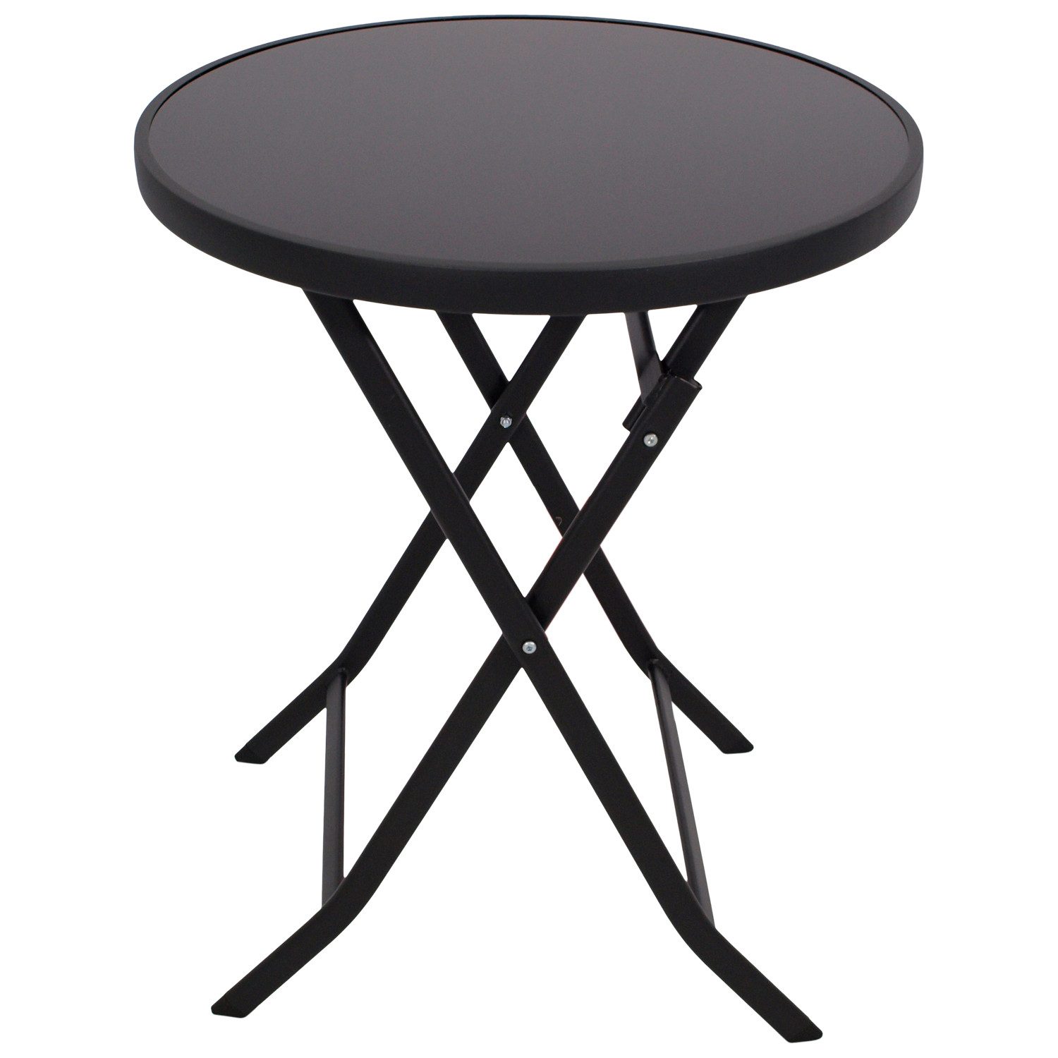 DEGAMO Gartentisch MILANO, 60cm rund, Metall anthrzait, Stahl schwarz, klappbar