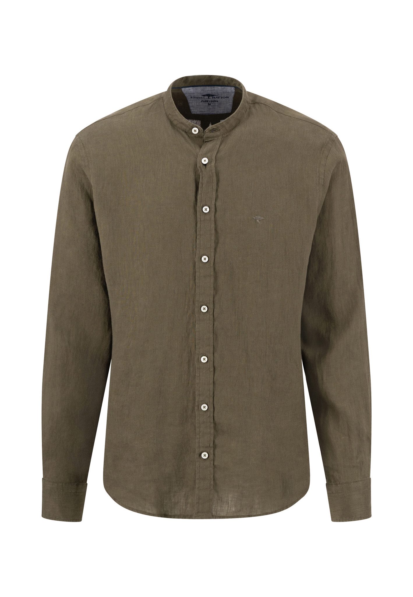 Kurzarmhemd Premium Linen, Stand-Up, 1/1 dark khaki
