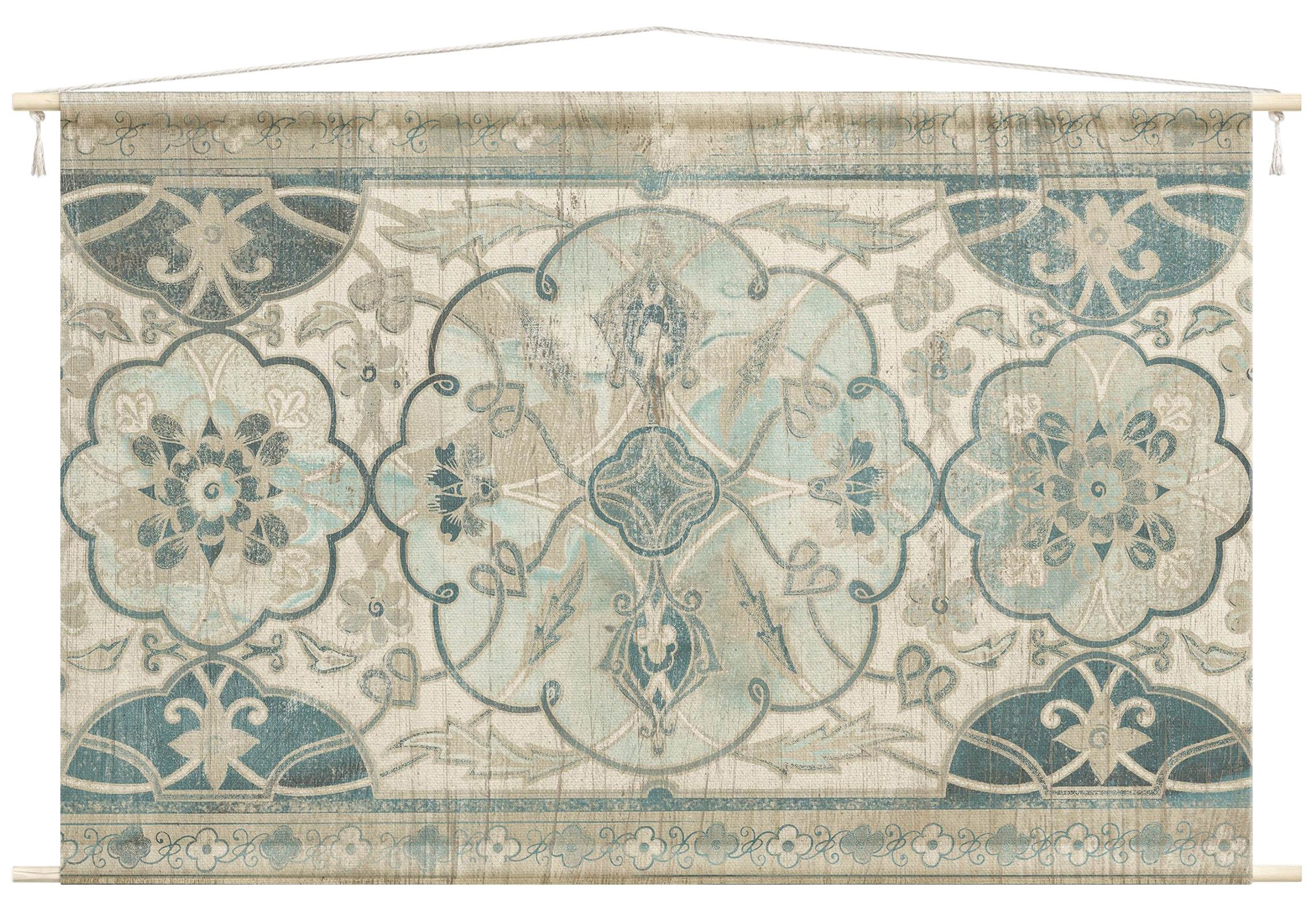 Bilderdepot24 Wandteppich modern Muster Ornamente Orientalisch Vintage weiss, rechteckig, Höhe: 2.6 mm, großes Wandbild aus Natur-Baumwolle Wandbehang Stoffbild Tuch Wollseil