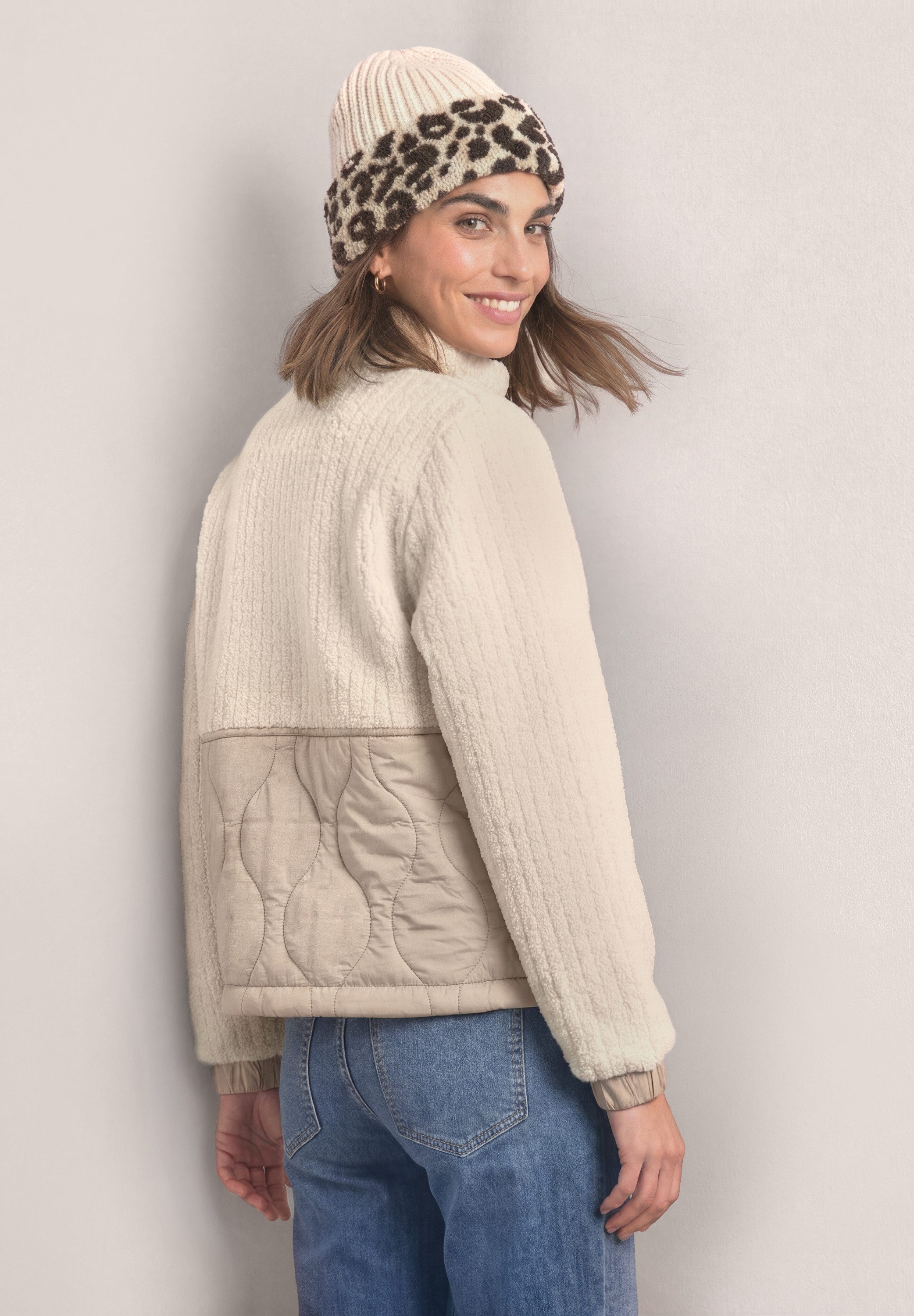STREET ONE Fellimitatjacke mit Tunnelzugsaum